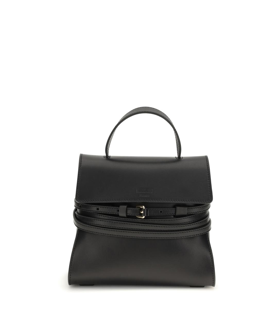 MOSCHINO Черная кожаная сумка тоут, фото 1