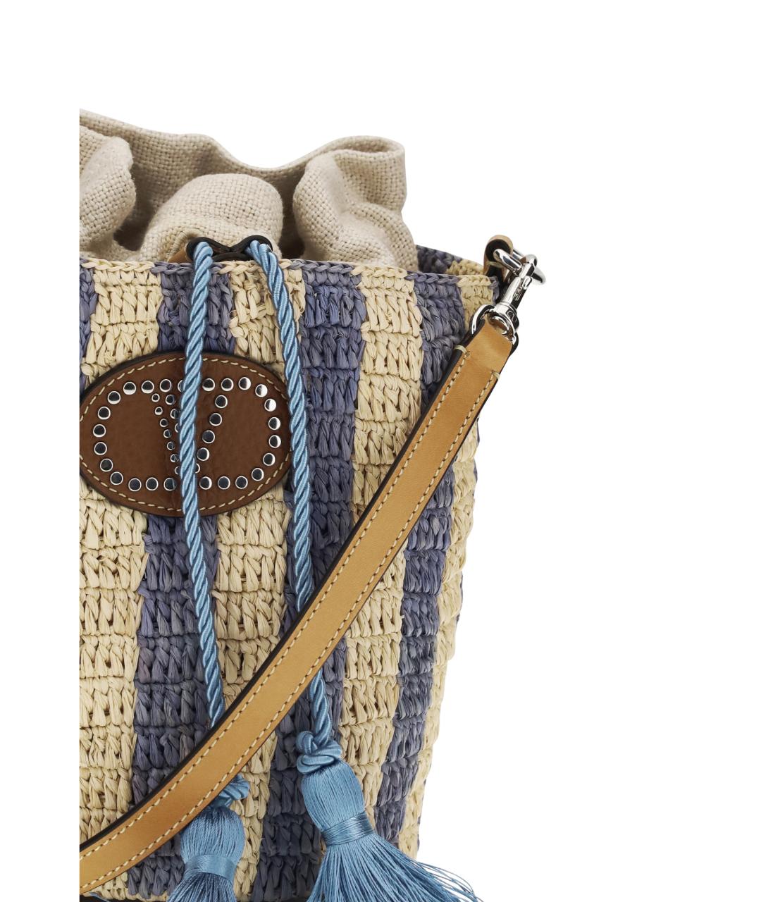 VALENTINO Голубая пелетеная сумка через плечо, фото 4