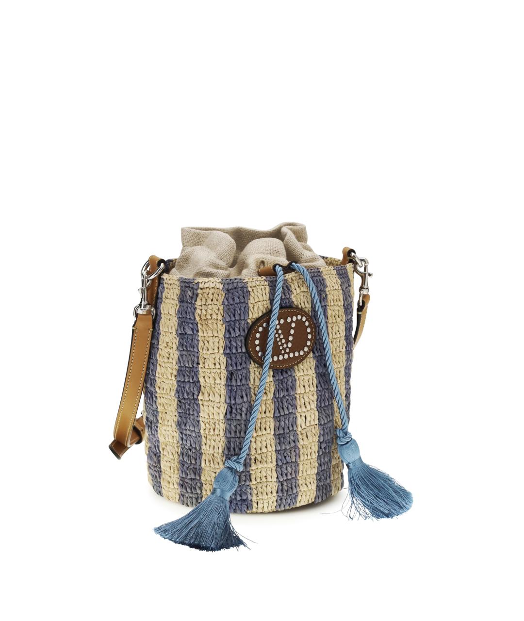 VALENTINO Голубая пелетеная сумка через плечо, фото 2