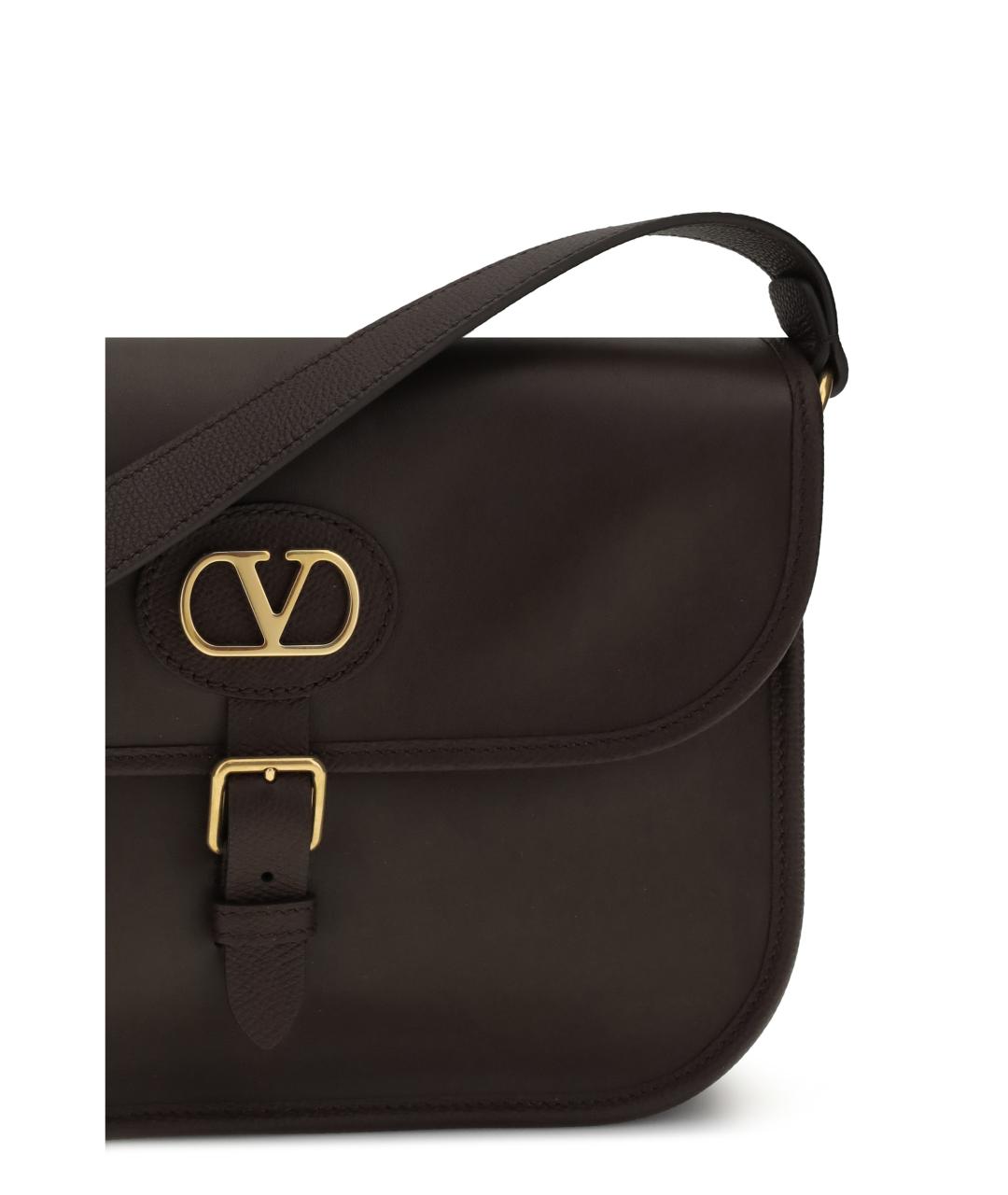VALENTINO Коричневая кожаная сумка на плечо, фото 4