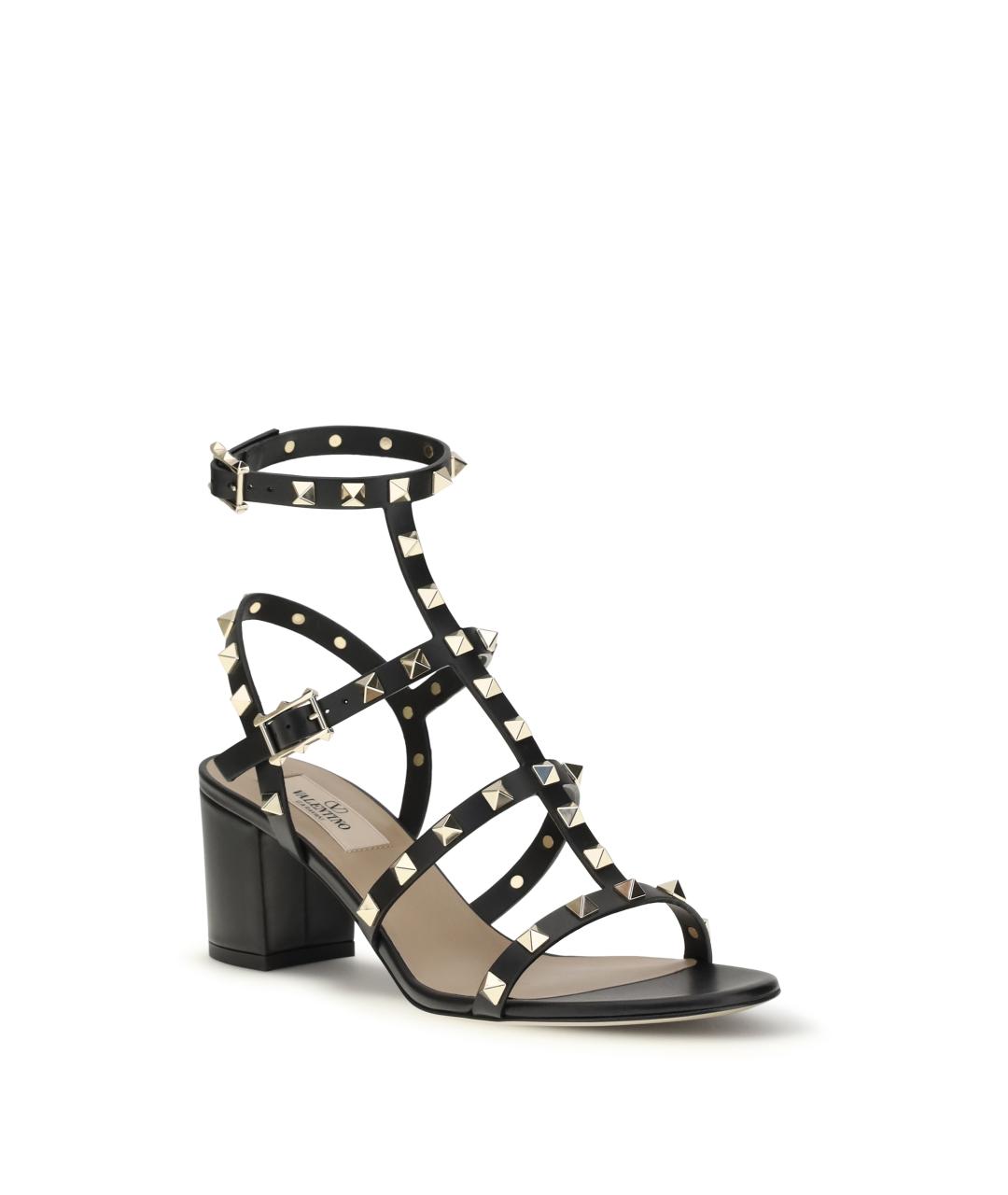 VALENTINO Черные кожаные босоножки, фото 2