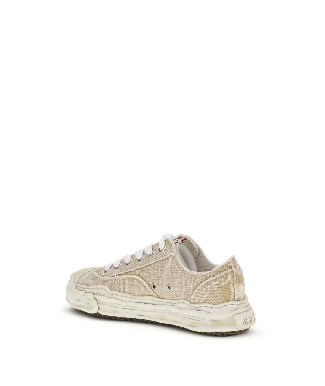 MAISON MIHARA YASUHIRO Бежевые текстильные низкие кроссовки / кеды, фото 3