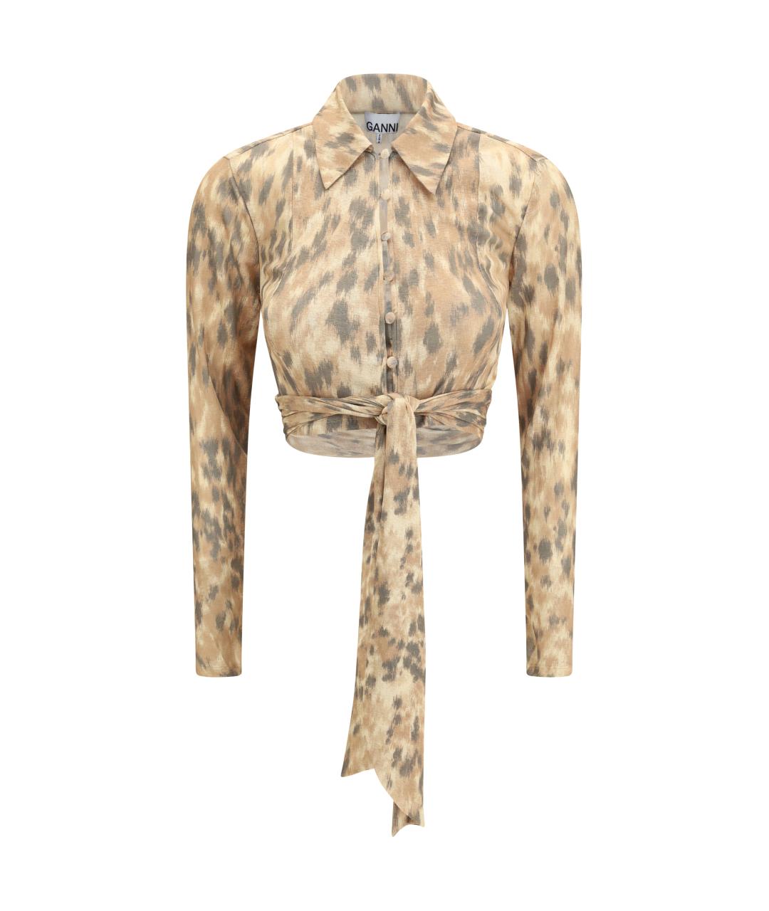 GANNI Бежевая полиэстеровая блузы, фото 1