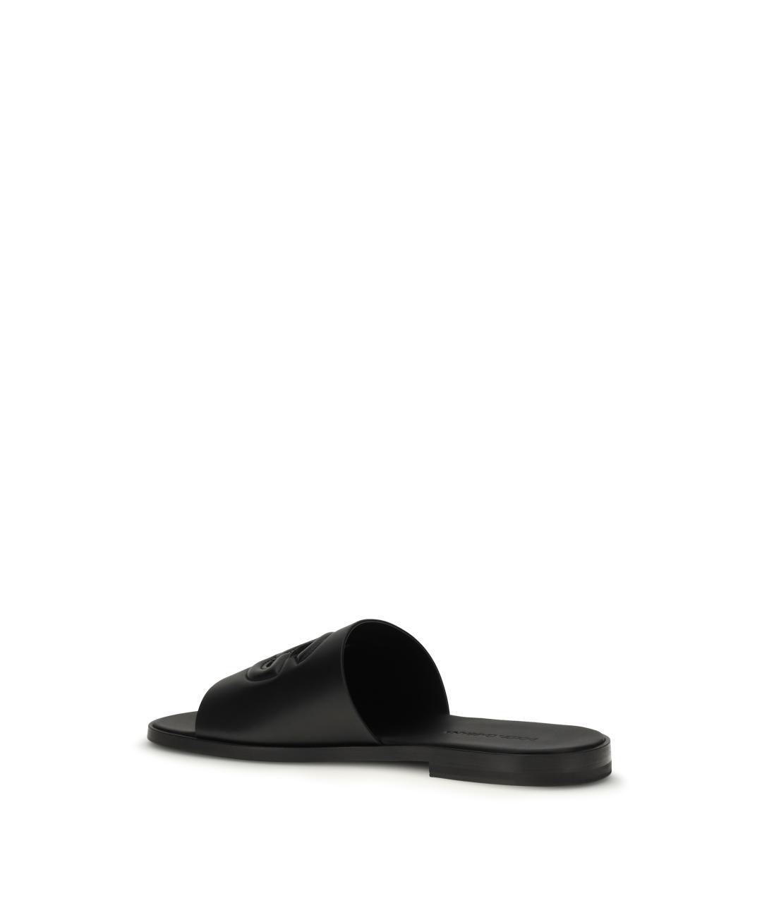 DOLCE&GABBANA Черные кожаные шлепанцы, фото 3