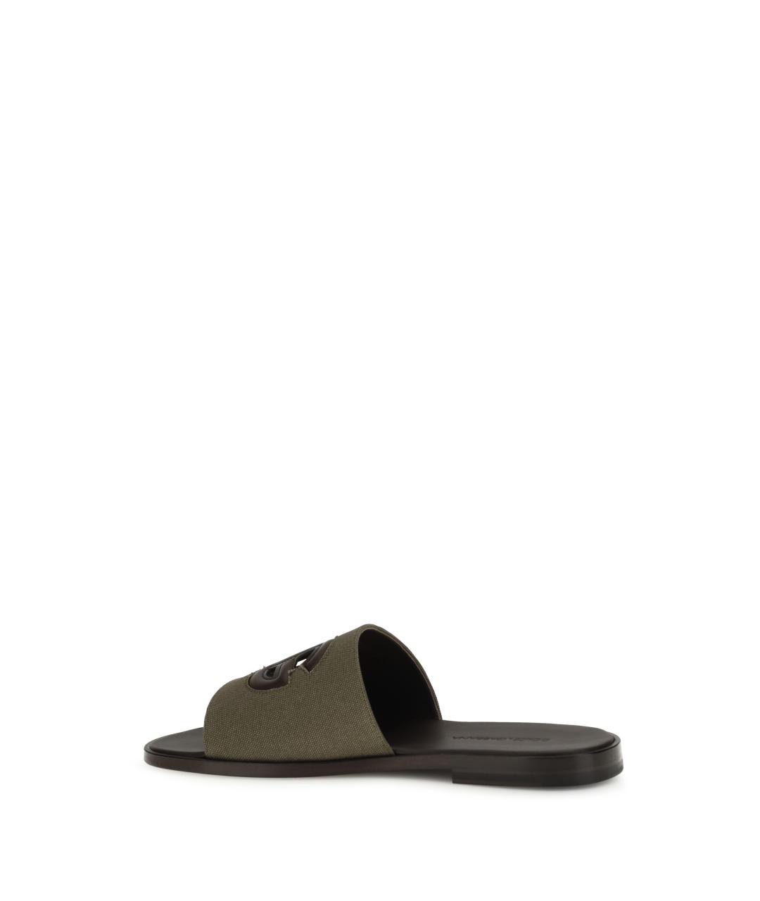 DOLCE&GABBANA Хаки текстильные сандалии, фото 3