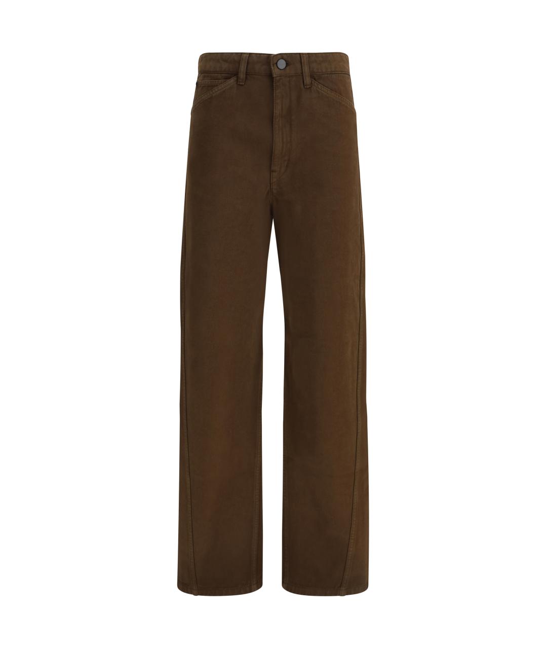 LEMAIRE Коричневые хлопковые прямые брюки, фото 1