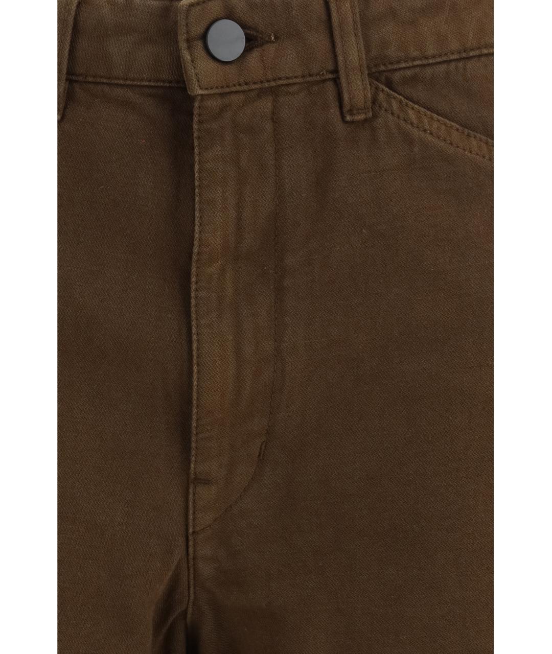 LEMAIRE Коричневые хлопковые прямые брюки, фото 3