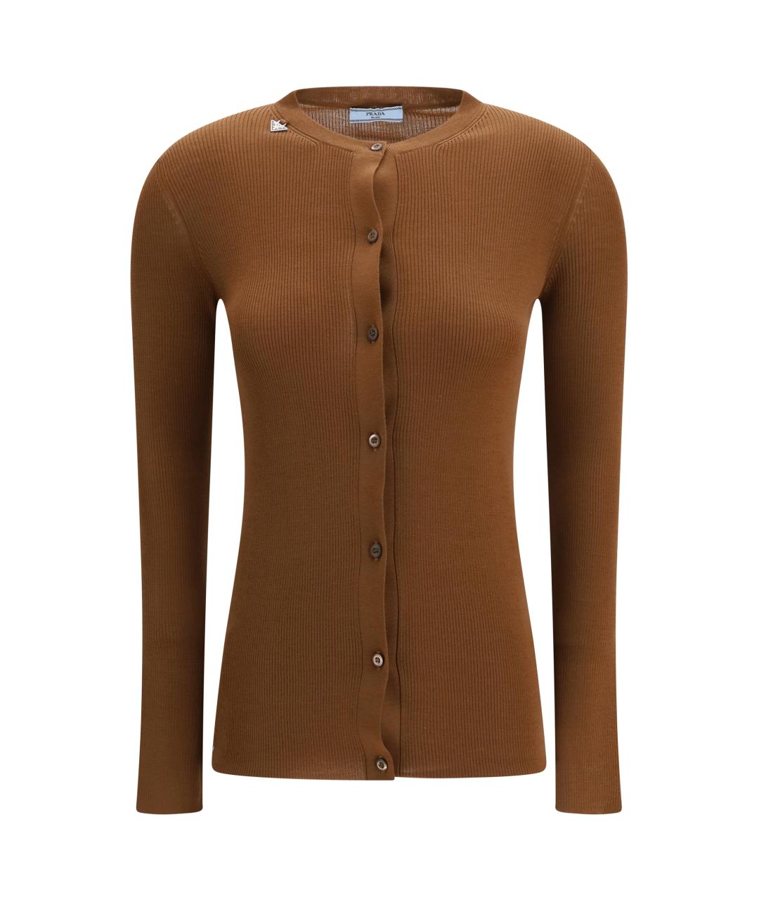 PRADA Коричневый шерстяной кардиган, фото 1