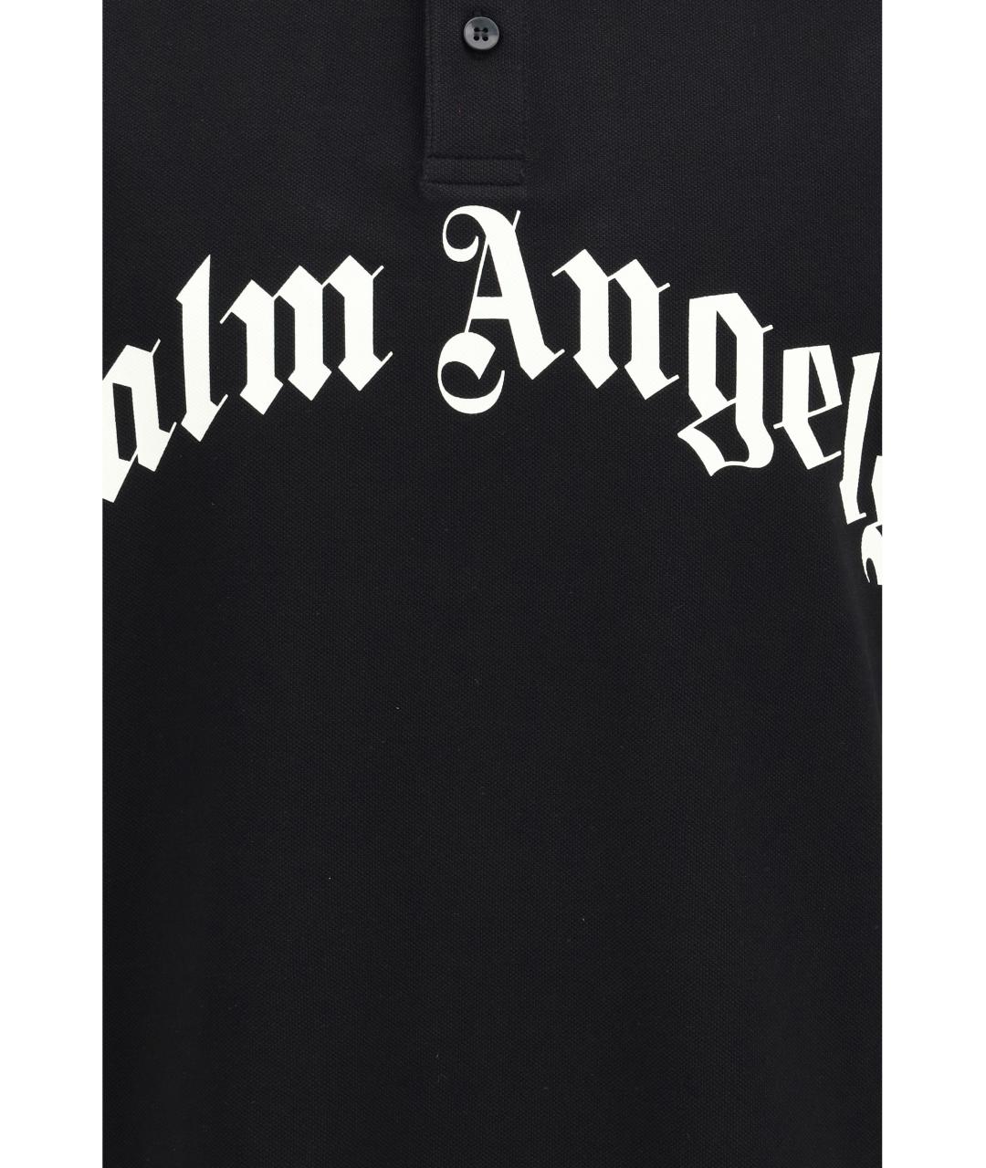 PALM ANGELS Черное хлопковое поло с коротким рукавом, фото 3