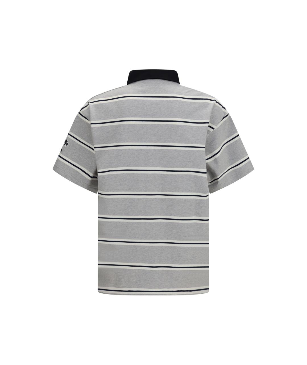 PALM ANGELS Серое хлопковое поло с коротким рукавом, фото 2