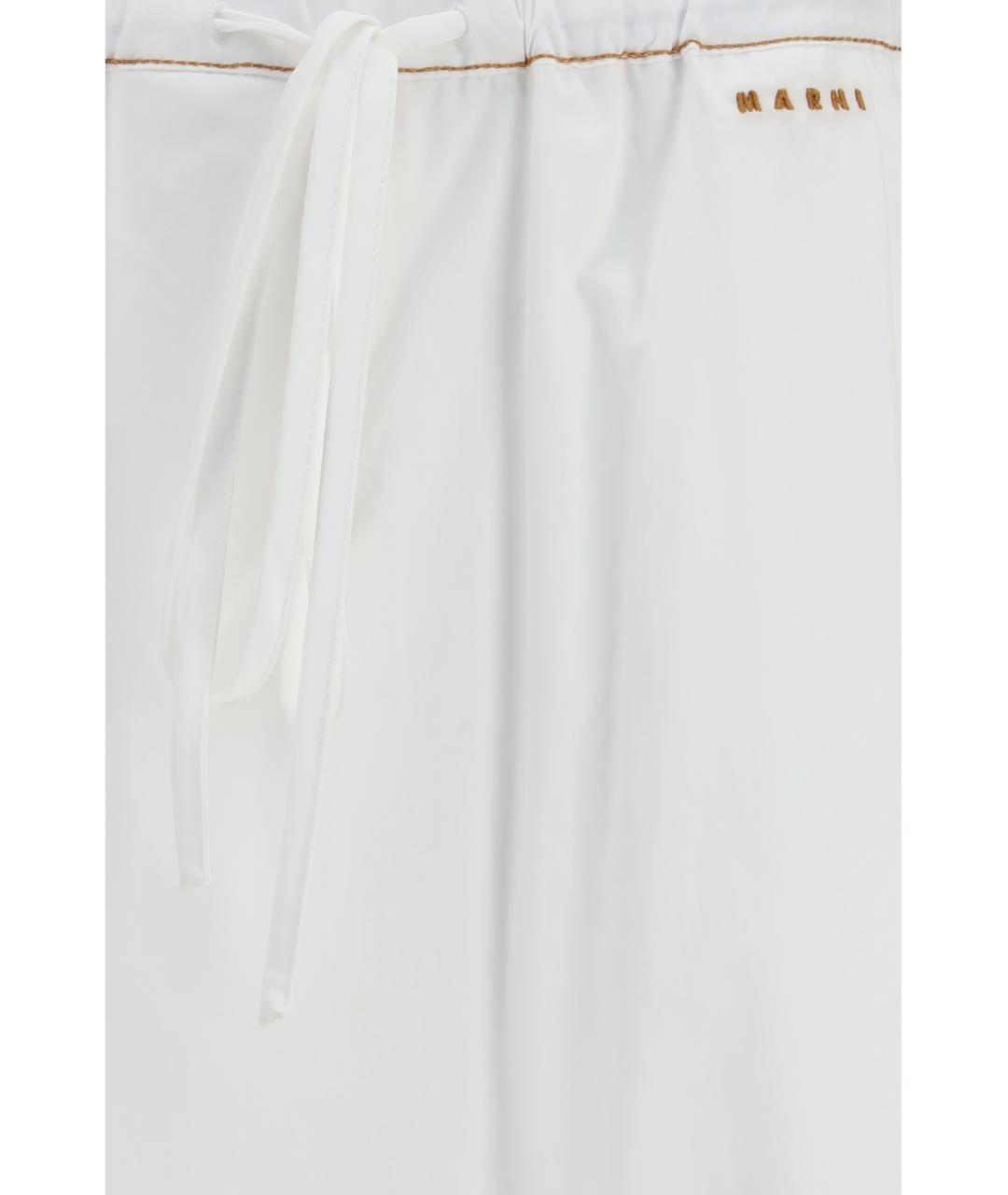 MARNI Белые хлопковые брюки широкие, фото 3