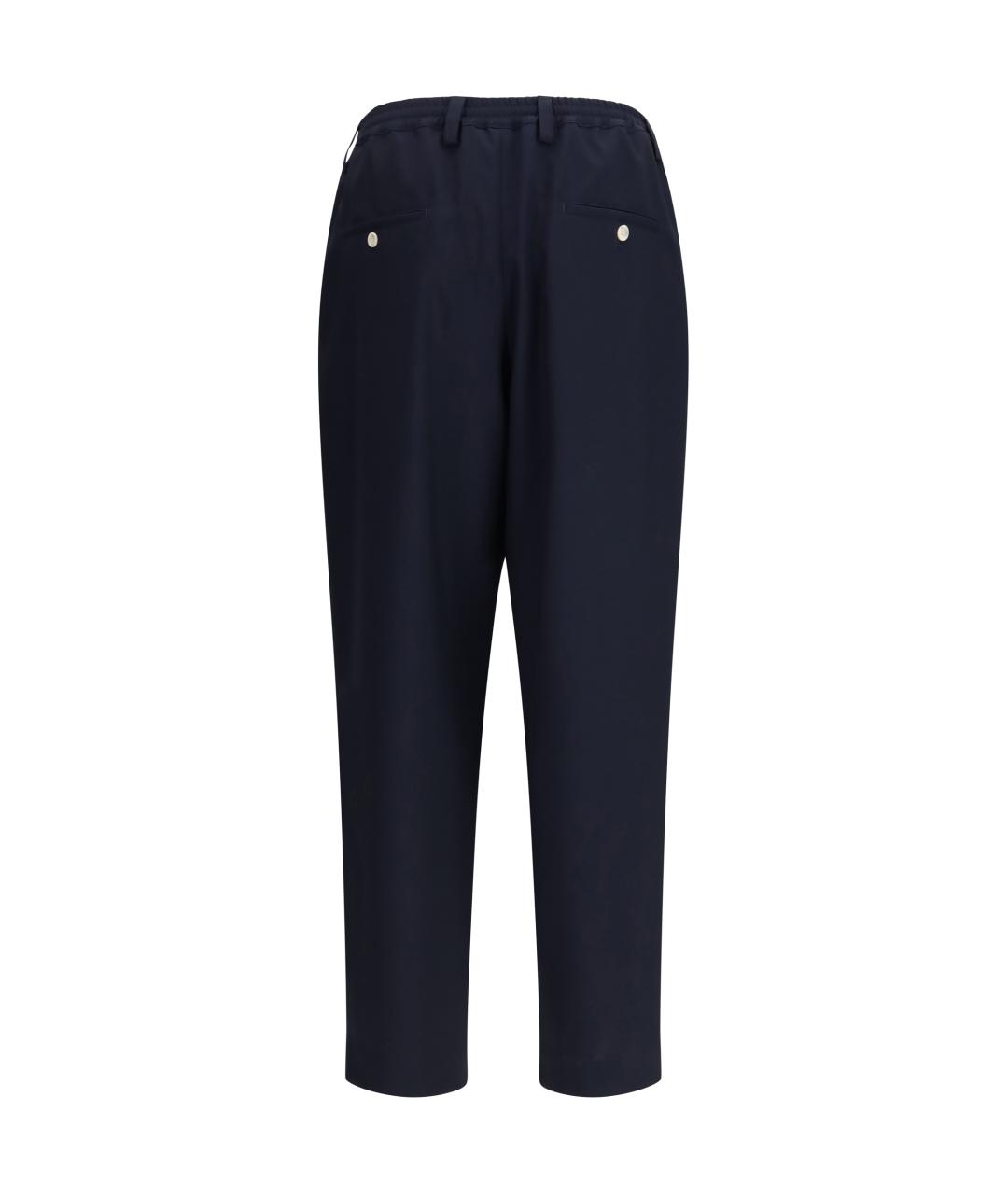 MARNI Темно-синие шерстяные повседневные брюки, фото 2