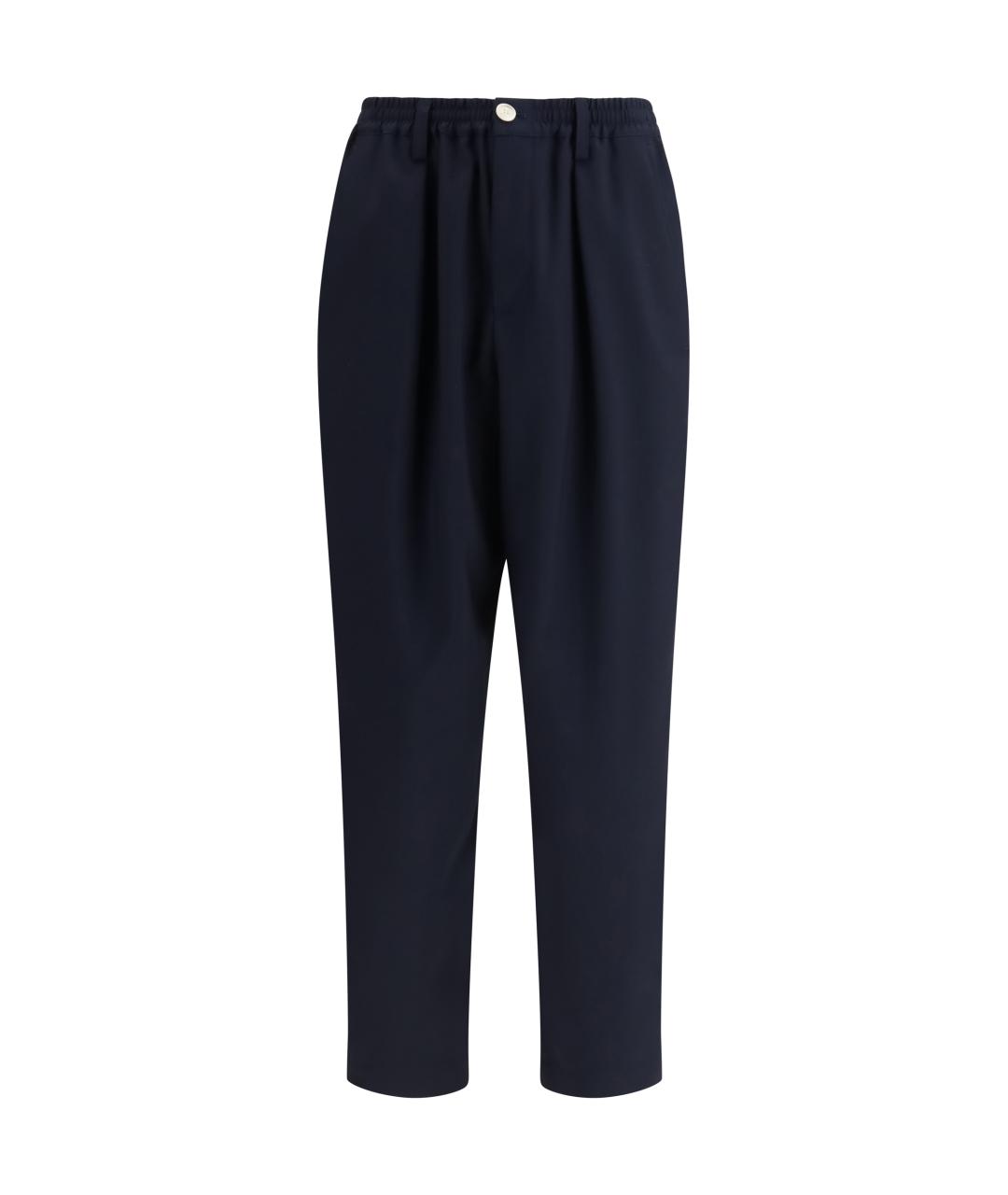 MARNI Темно-синие шерстяные повседневные брюки, фото 1