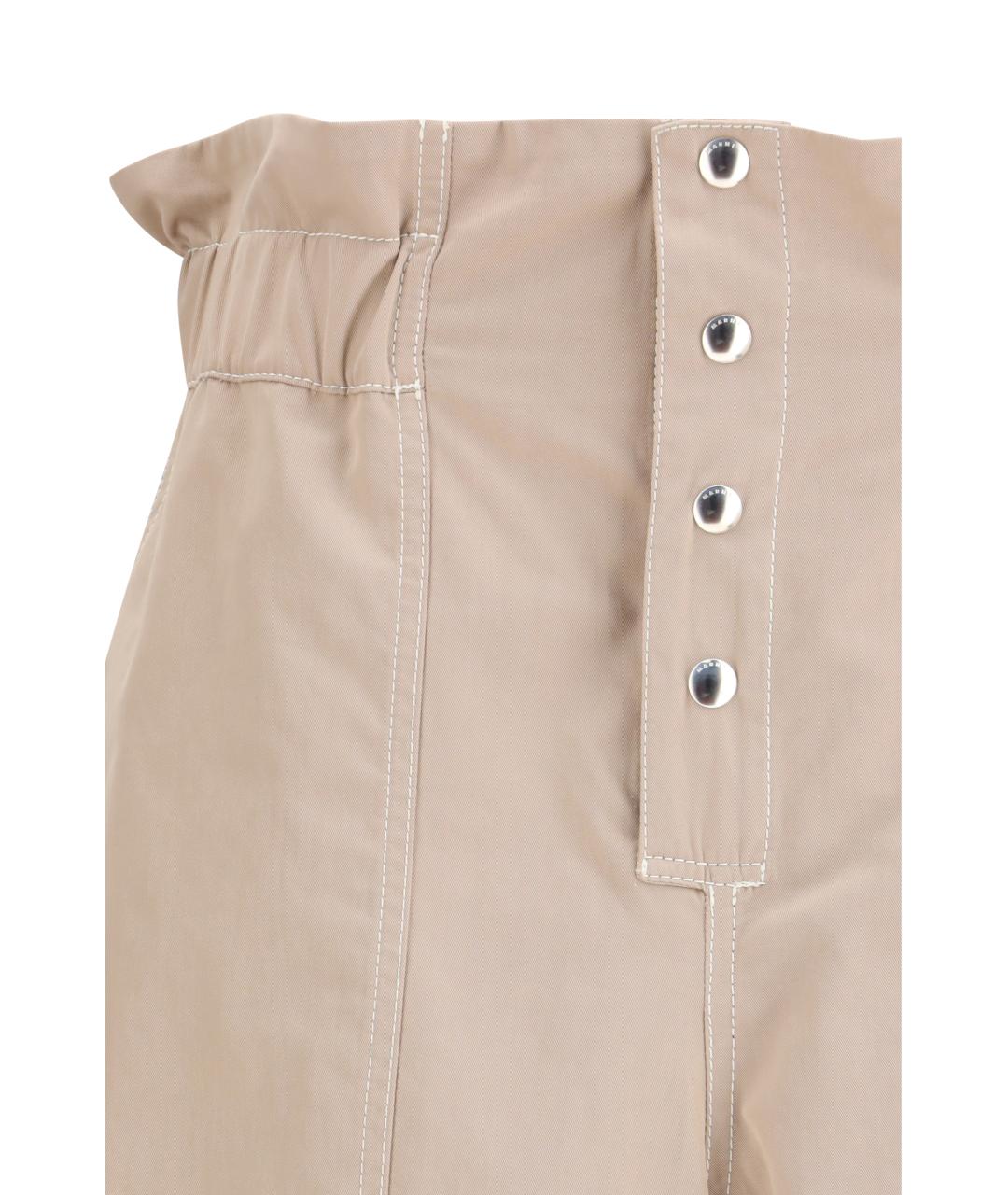 MARNI Бежевые хлопковые прямые брюки, фото 3