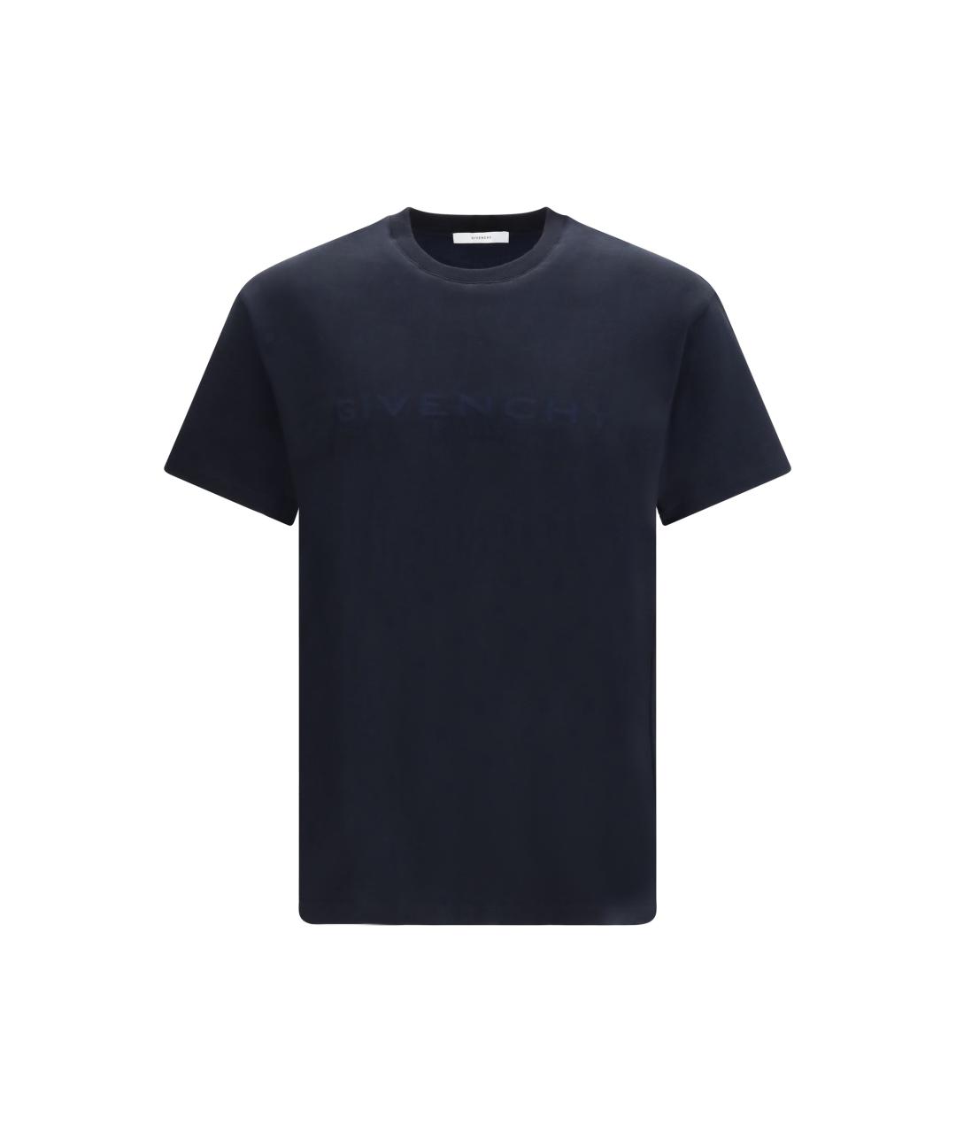 GIVENCHY Темно-синяя хлопковая футболка, фото 4