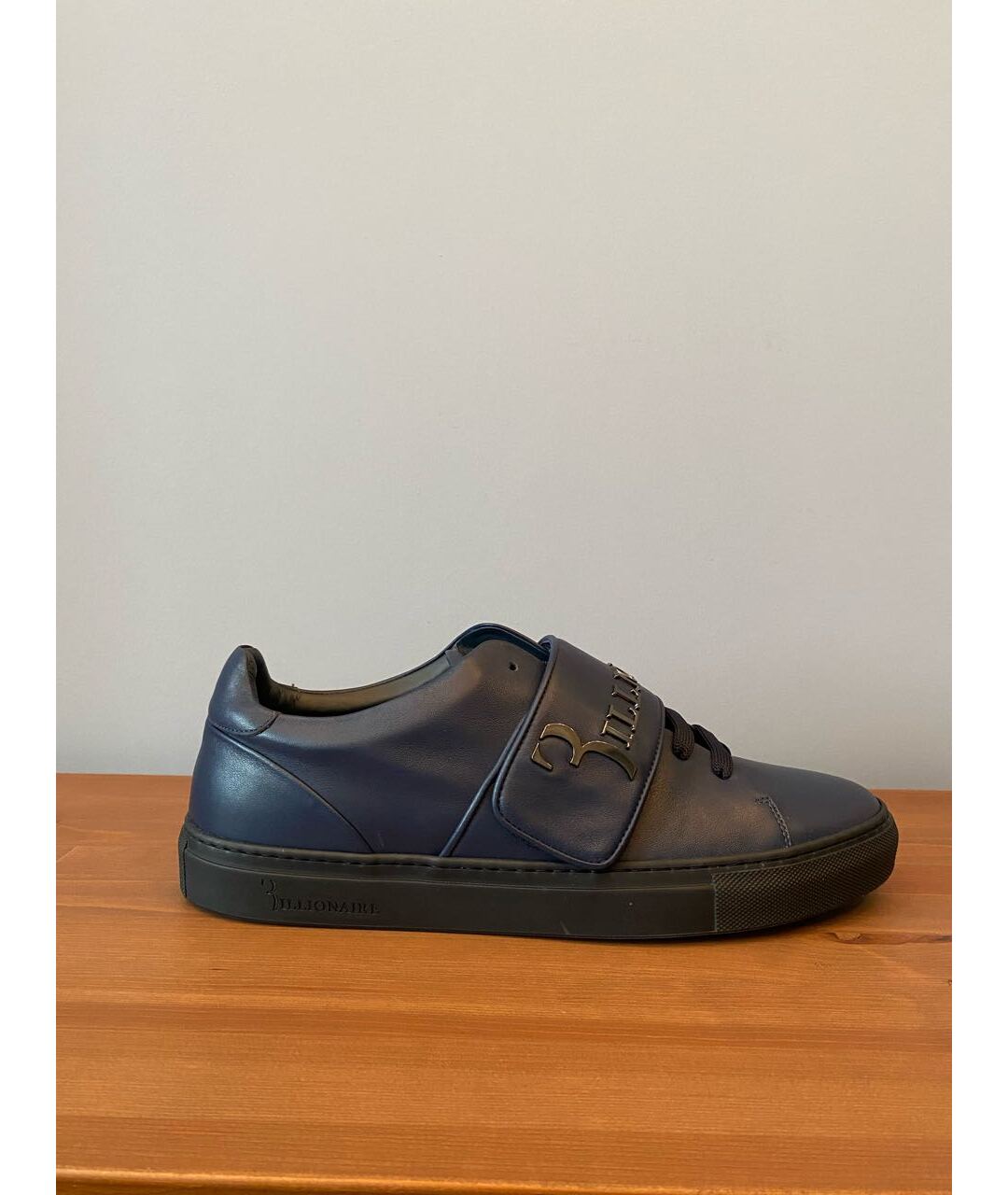 BILLIONAIRE Темно-синие кожаные низкие кроссовки / кеды, фото 7
