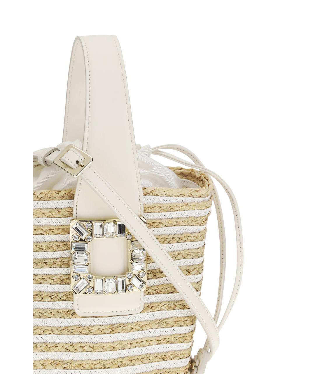 ROGER VIVIER Бежевая пелетеная сумка с короткими ручками, фото 4