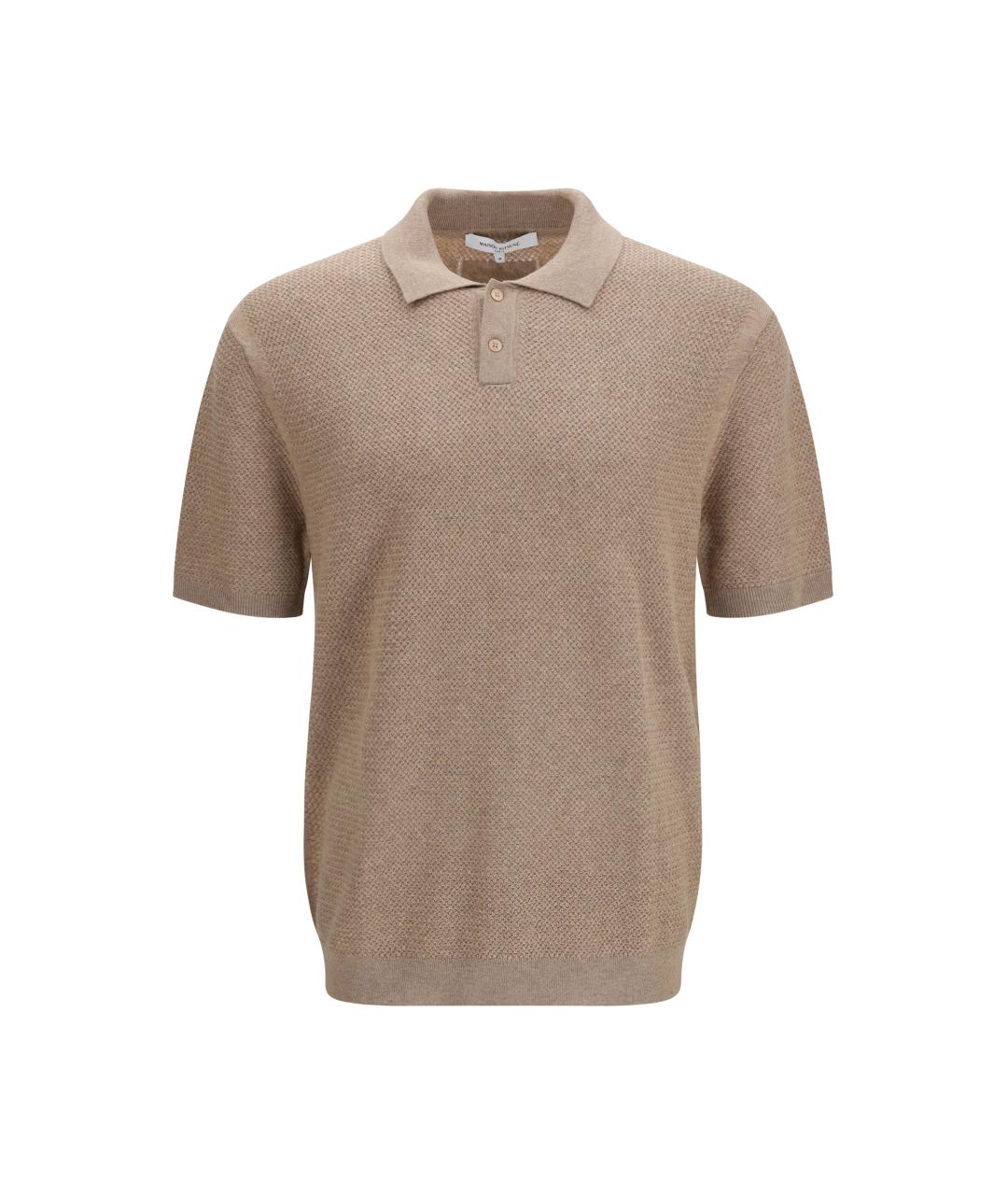 MAISON KITSUNE Бежевое хлопко-шерстяное поло с коротким рукавом, фото 1