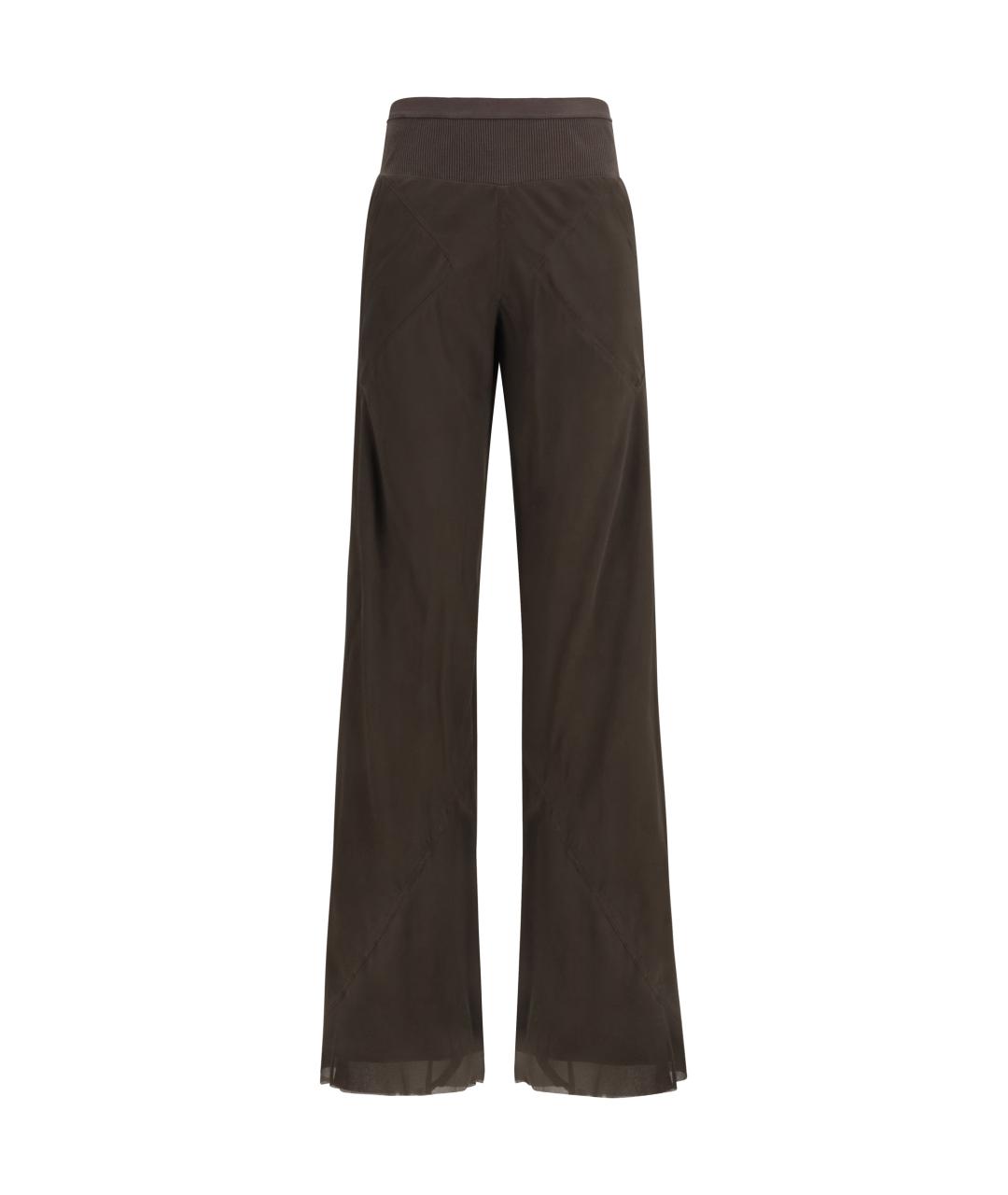 RICK OWENS Серые шелковые прямые брюки, фото 1