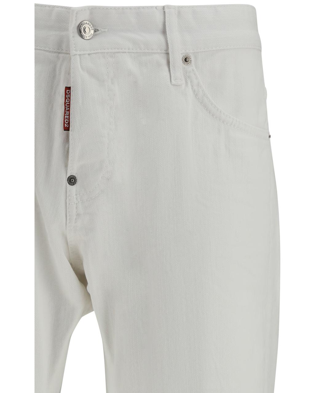 DSQUARED2 Белые хлопковые прямые джинсы, фото 3