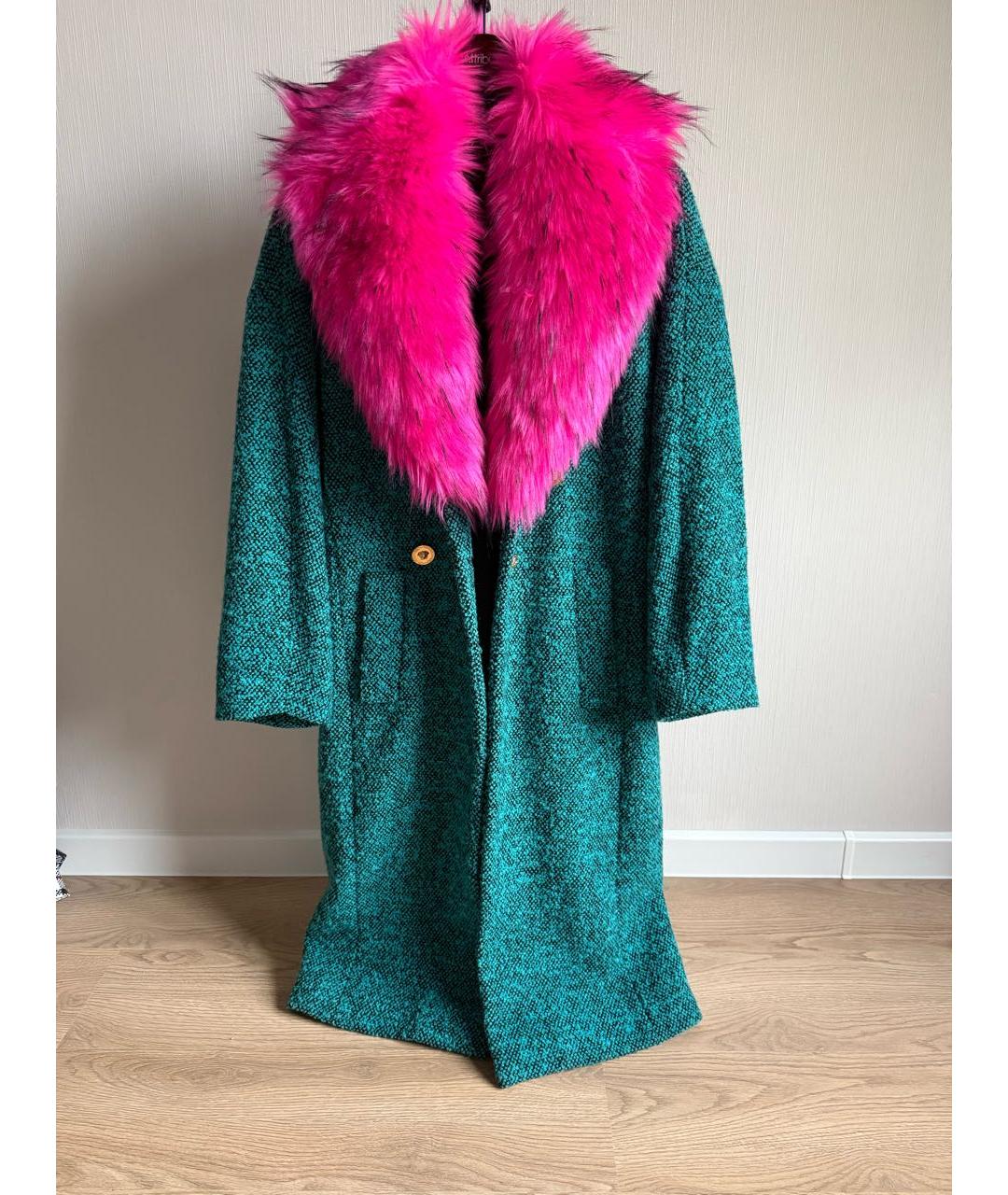 VERSACE Бирюзовое шерстяное пальто, фото 4