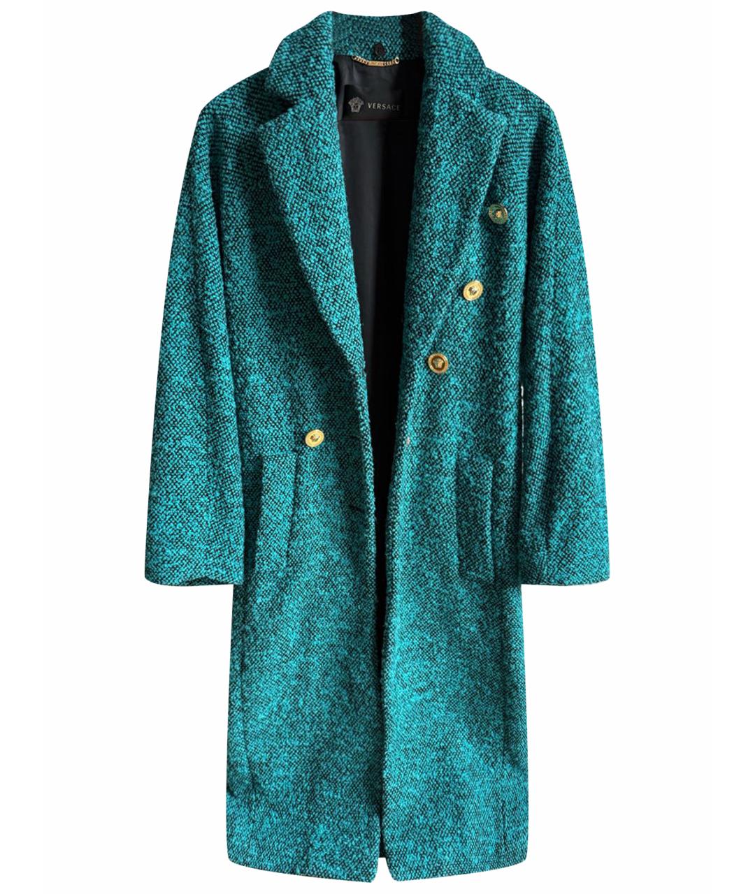 VERSACE Бирюзовое шерстяное пальто, фото 1