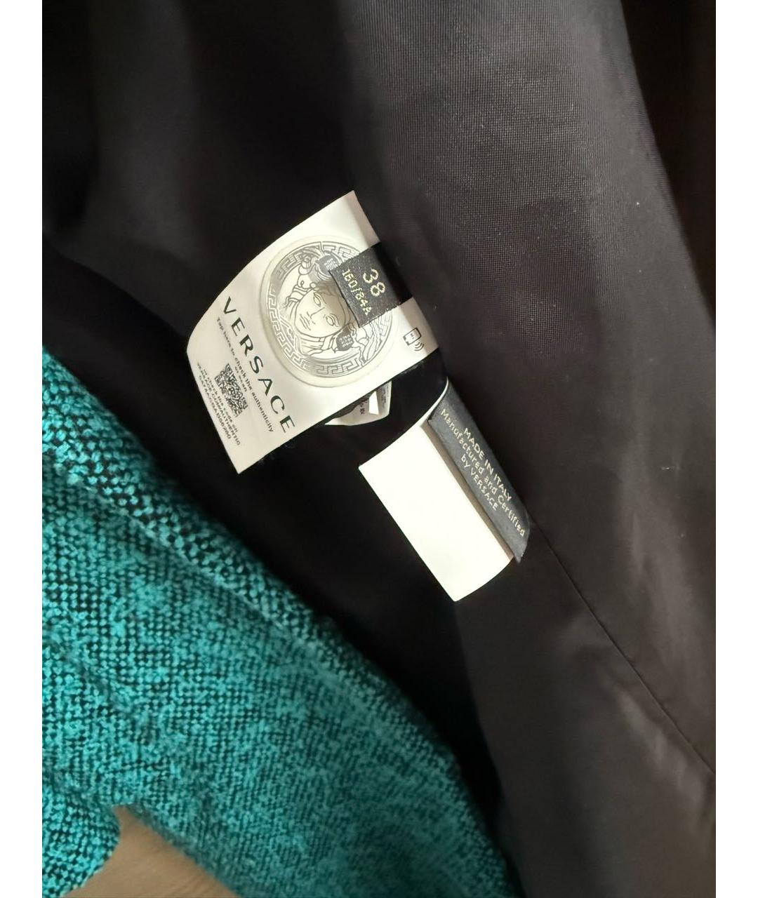 VERSACE Бирюзовое шерстяное пальто, фото 3