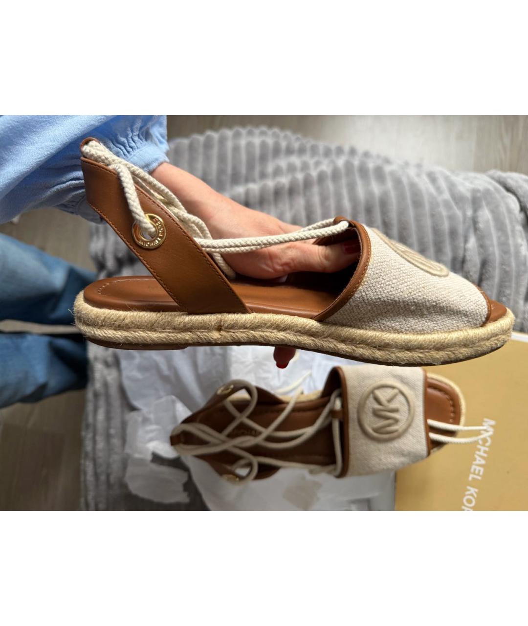 MICHAEL KORS Бежевые текстильные эспадрильи, фото 5