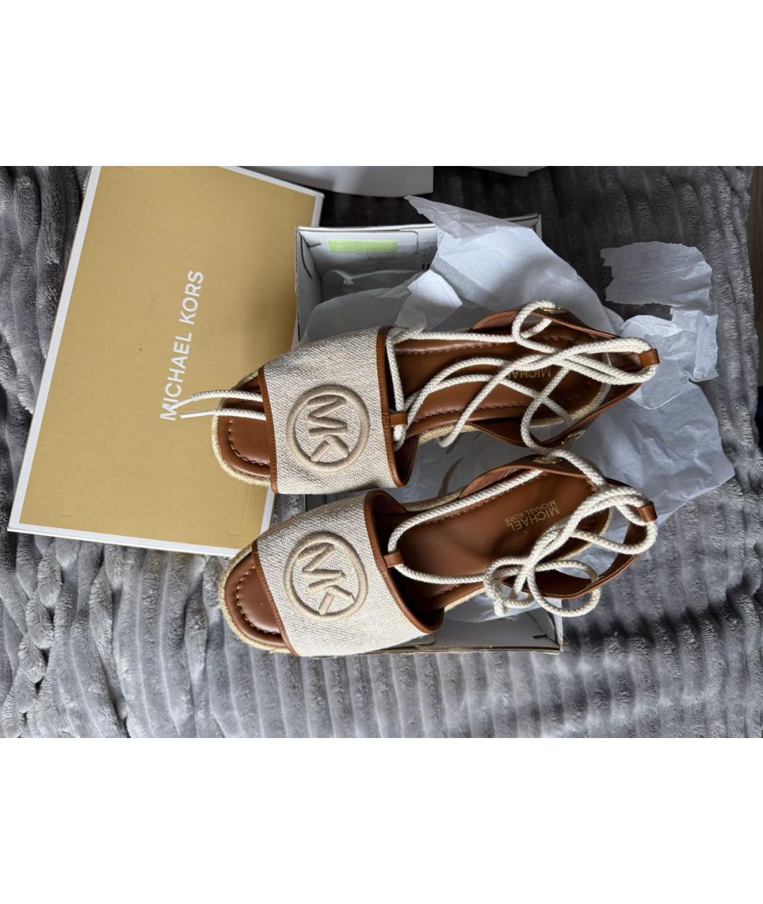 MICHAEL KORS Бежевые текстильные эспадрильи, фото 2