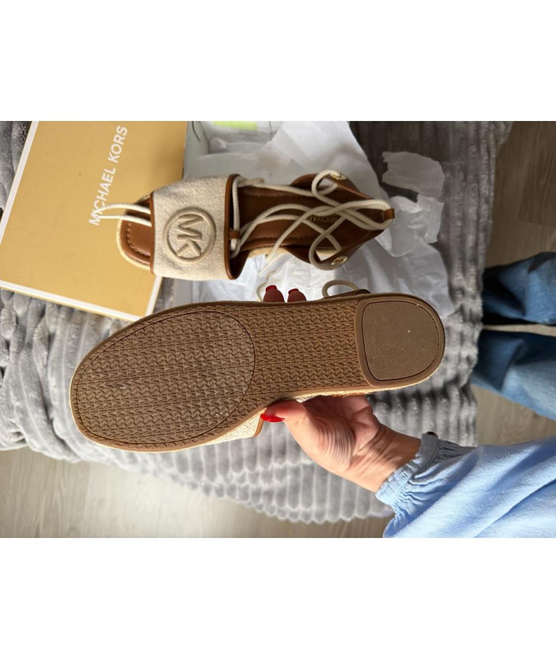 MICHAEL KORS Бежевые текстильные эспадрильи, фото 3