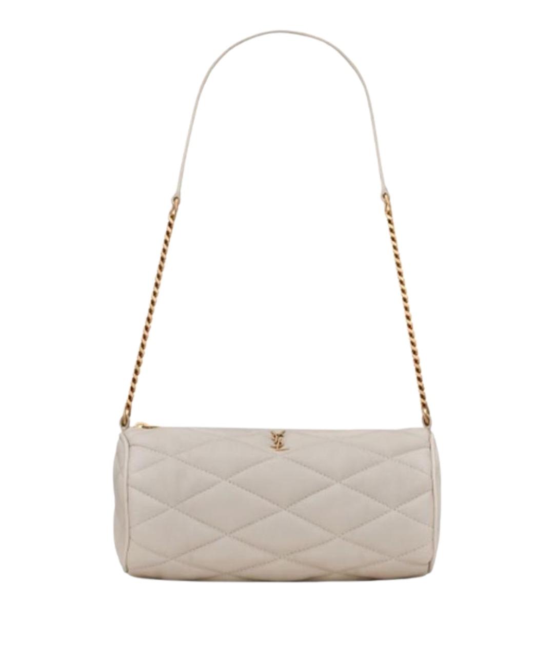 SAINT LAURENT Бежевая кожаная сумка с короткими ручками, фото 1