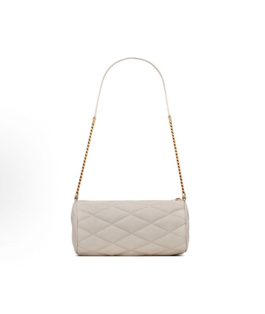 SAINT LAURENT Бежевая кожаная сумка с короткими ручками, фото 2