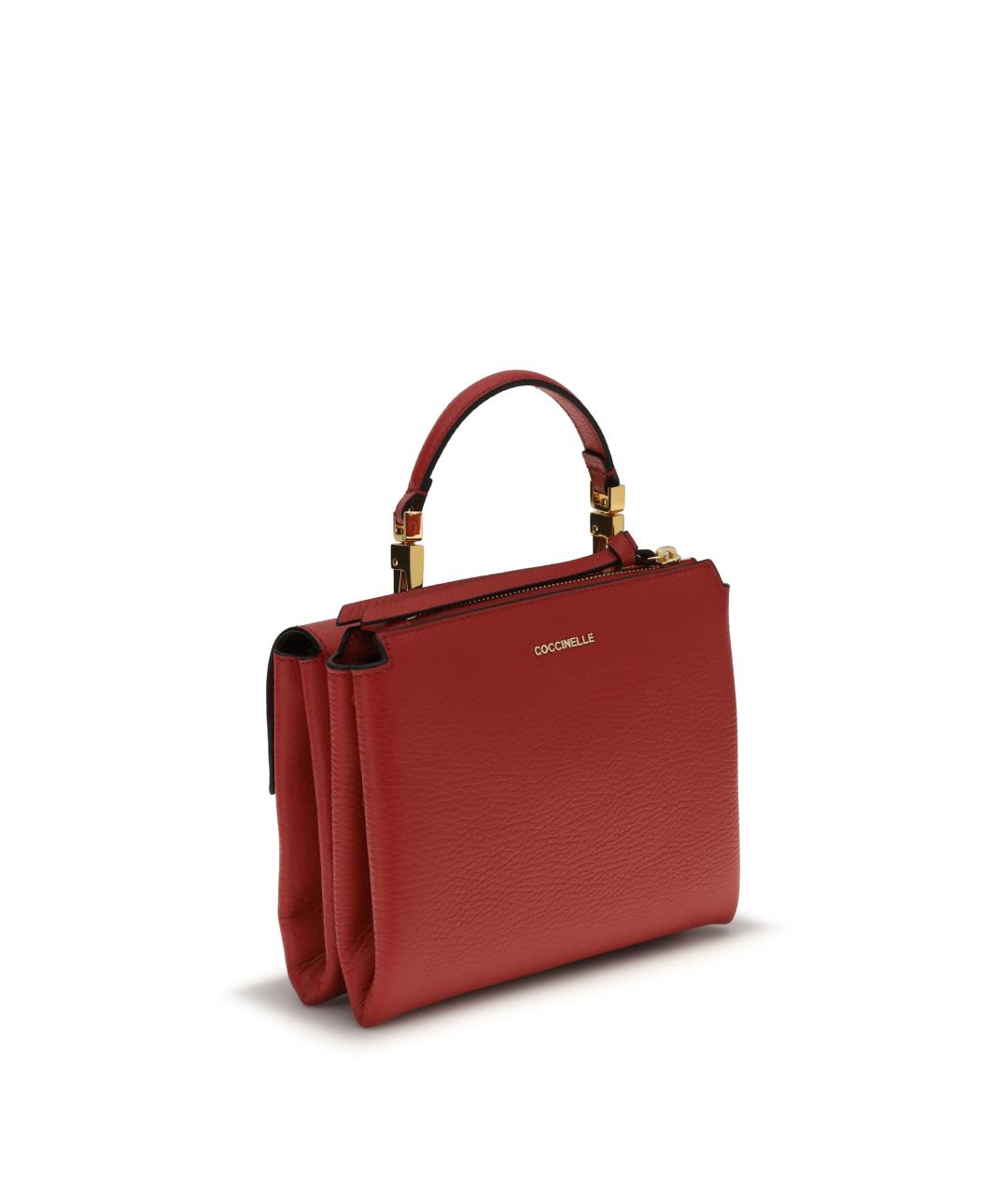 COCCINELLE Красная кожаная сумка с короткими ручками, фото 3