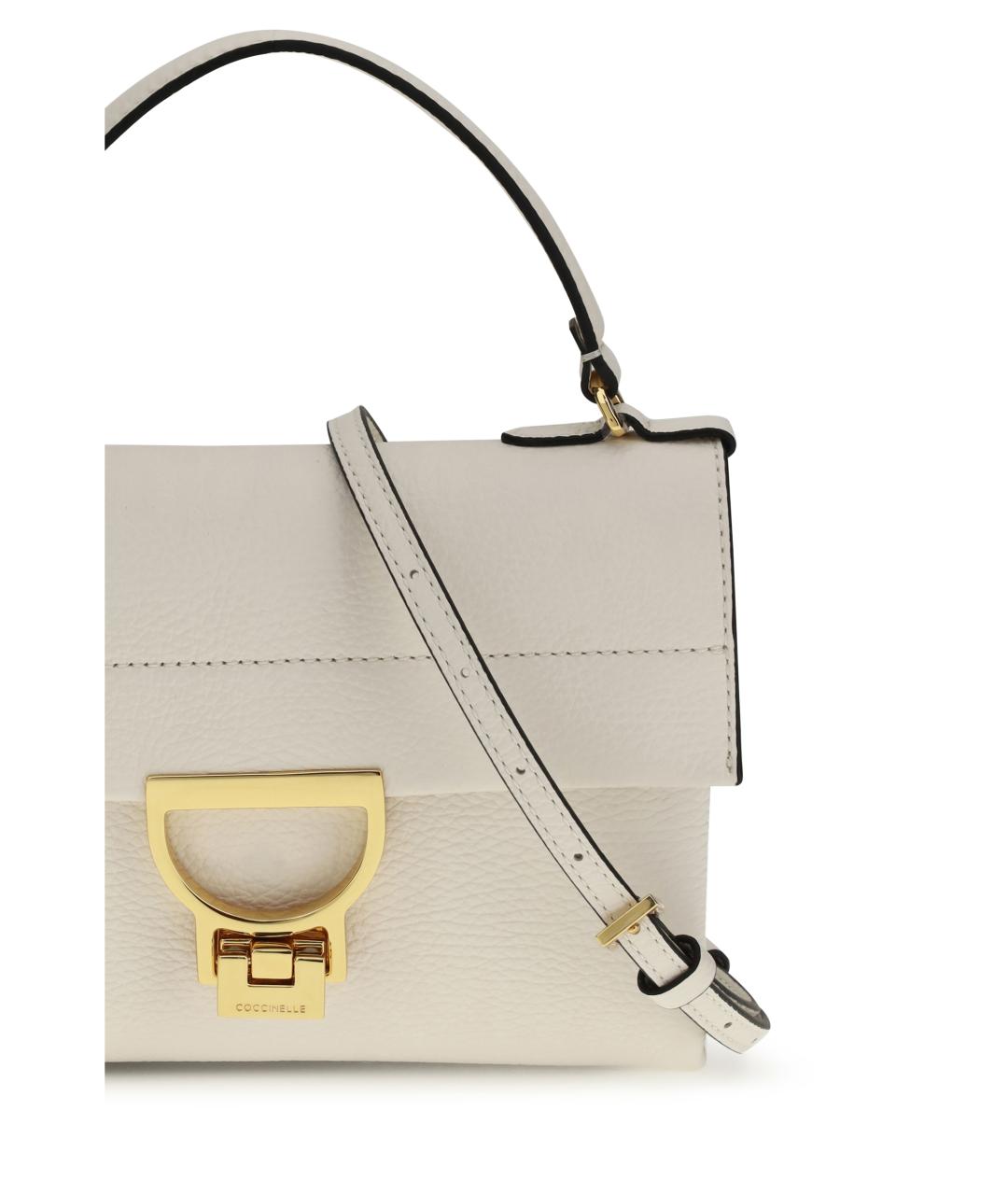 COCCINELLE Белая кожаная сумка с короткими ручками, фото 4