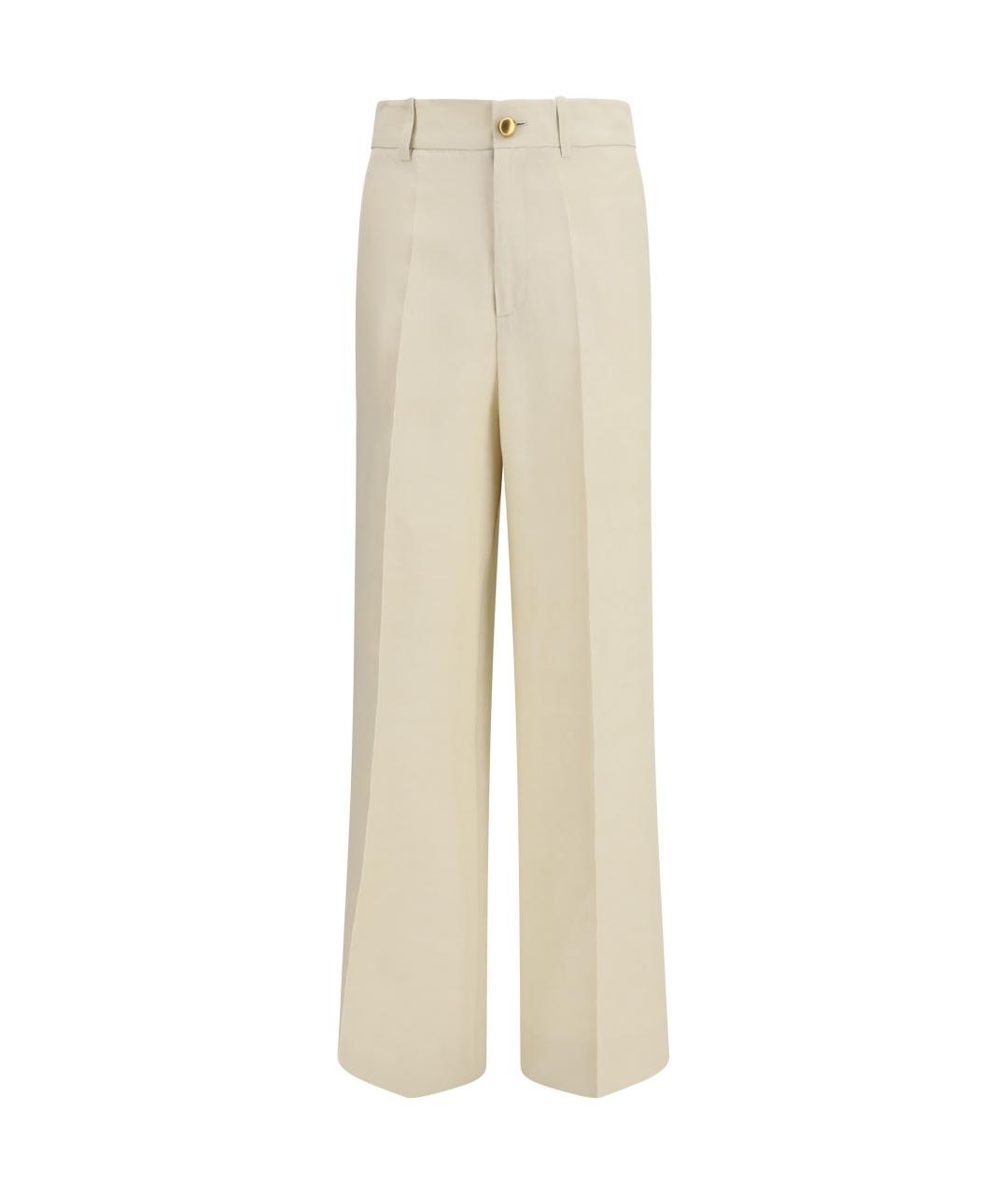 P.A.R.O.S.H. Бежевые вискозные прямые брюки, фото 1