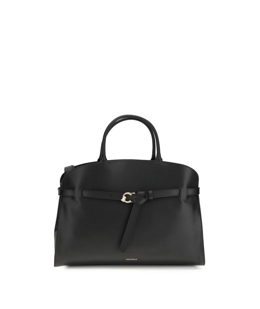COCCINELLE Черная кожаная сумка с короткими ручками, фото 1