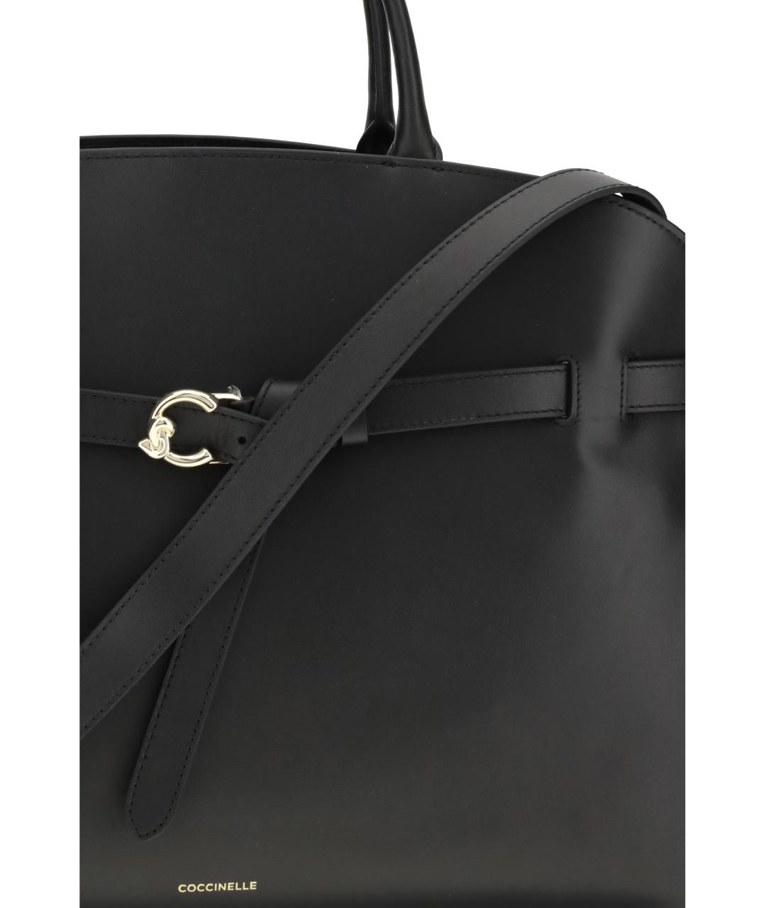 COCCINELLE Черная кожаная сумка с короткими ручками, фото 4