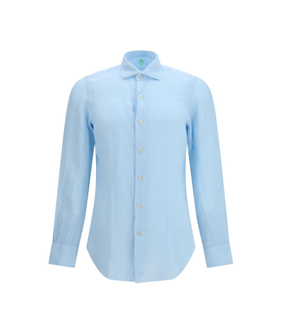 FINAMORE Голубая льняная классическая рубашка, фото 1