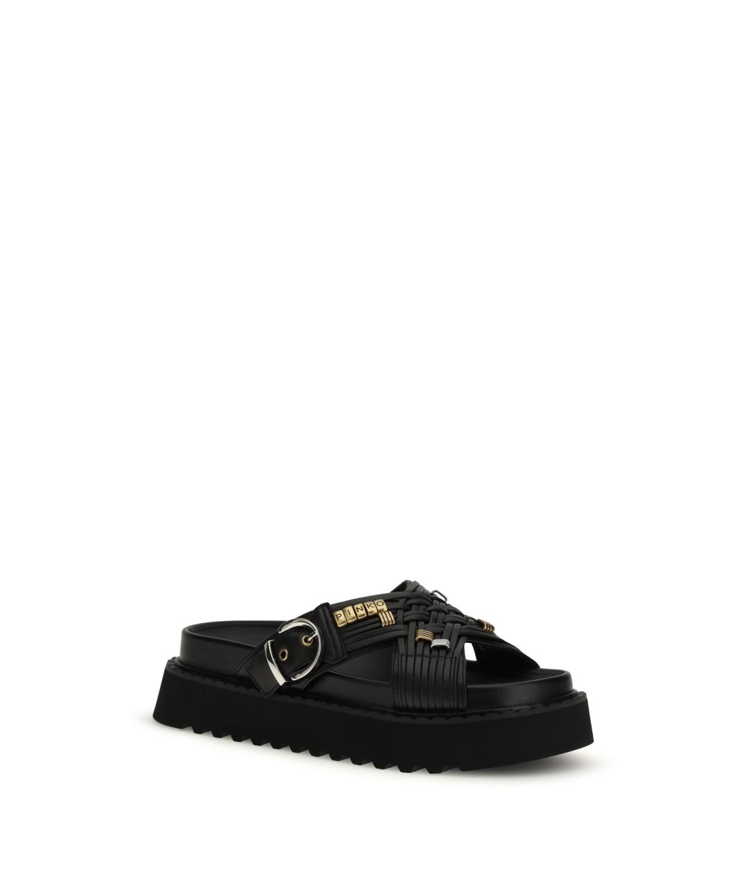 PINKO Черные кожаные сандалии, фото 2