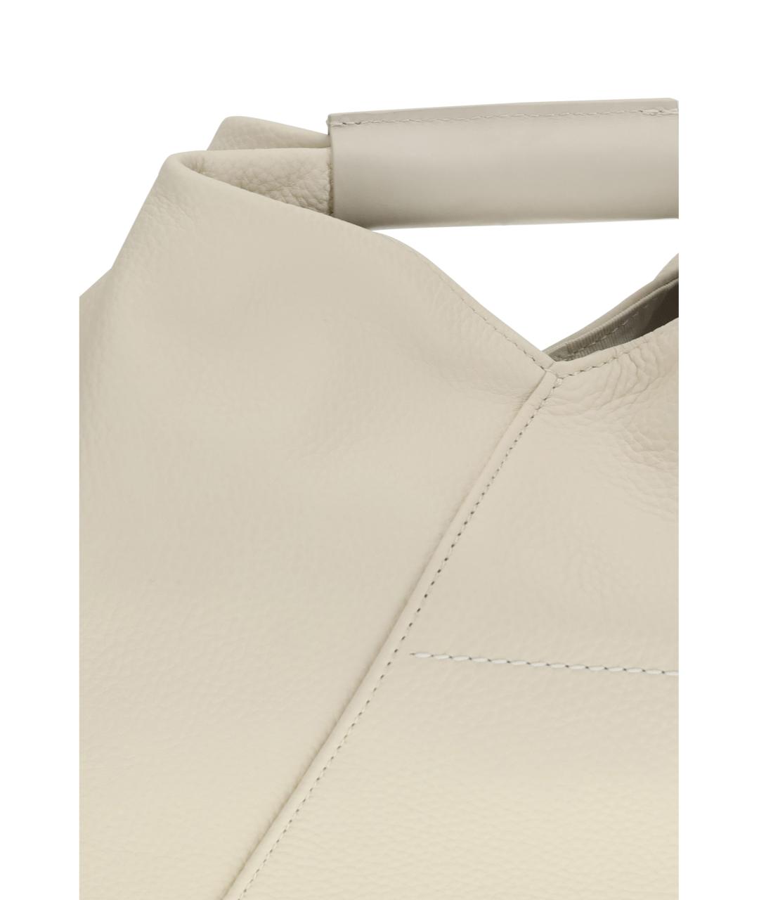 MM6 MAISON MARGIELA Белая кожаная сумка с короткими ручками, фото 4