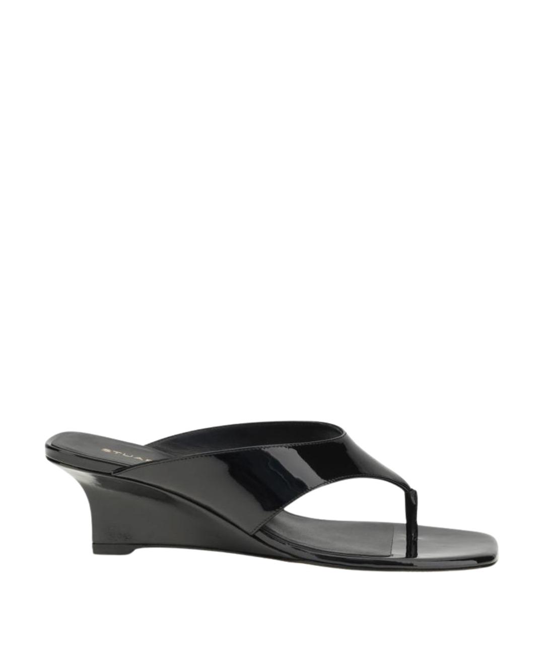 STUART WEITZMAN Черные кожаные мюли, фото 1