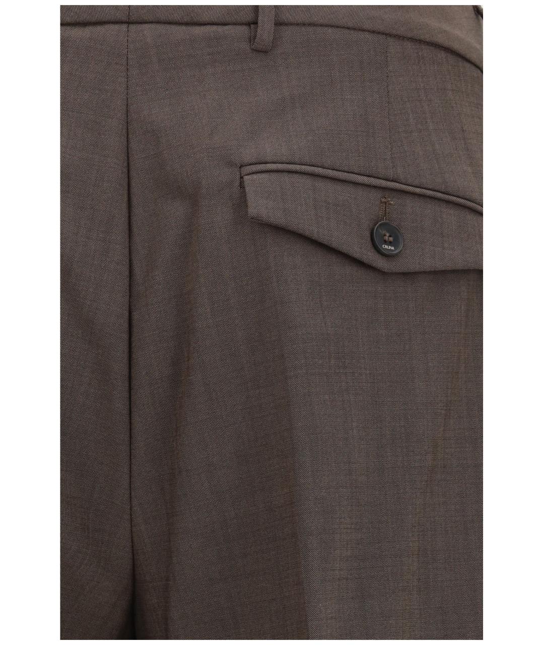 Cruna Коричневые шерстяные повседневные брюки, фото 3