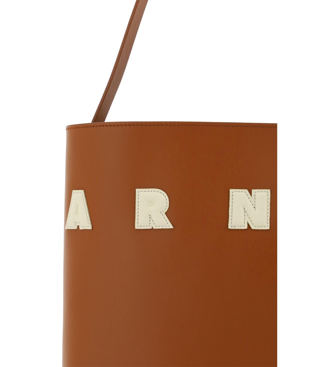 MARNI Коричневая кожаная сумка тоут, фото 4