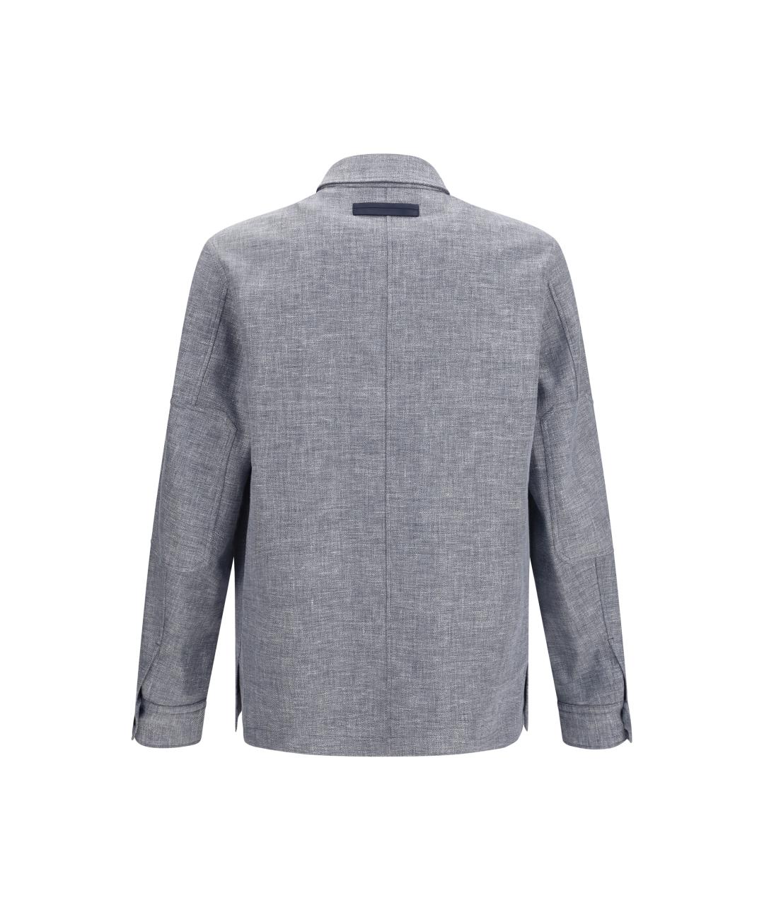 ZEGNA Серая шерстяная классическая рубашка, фото 2