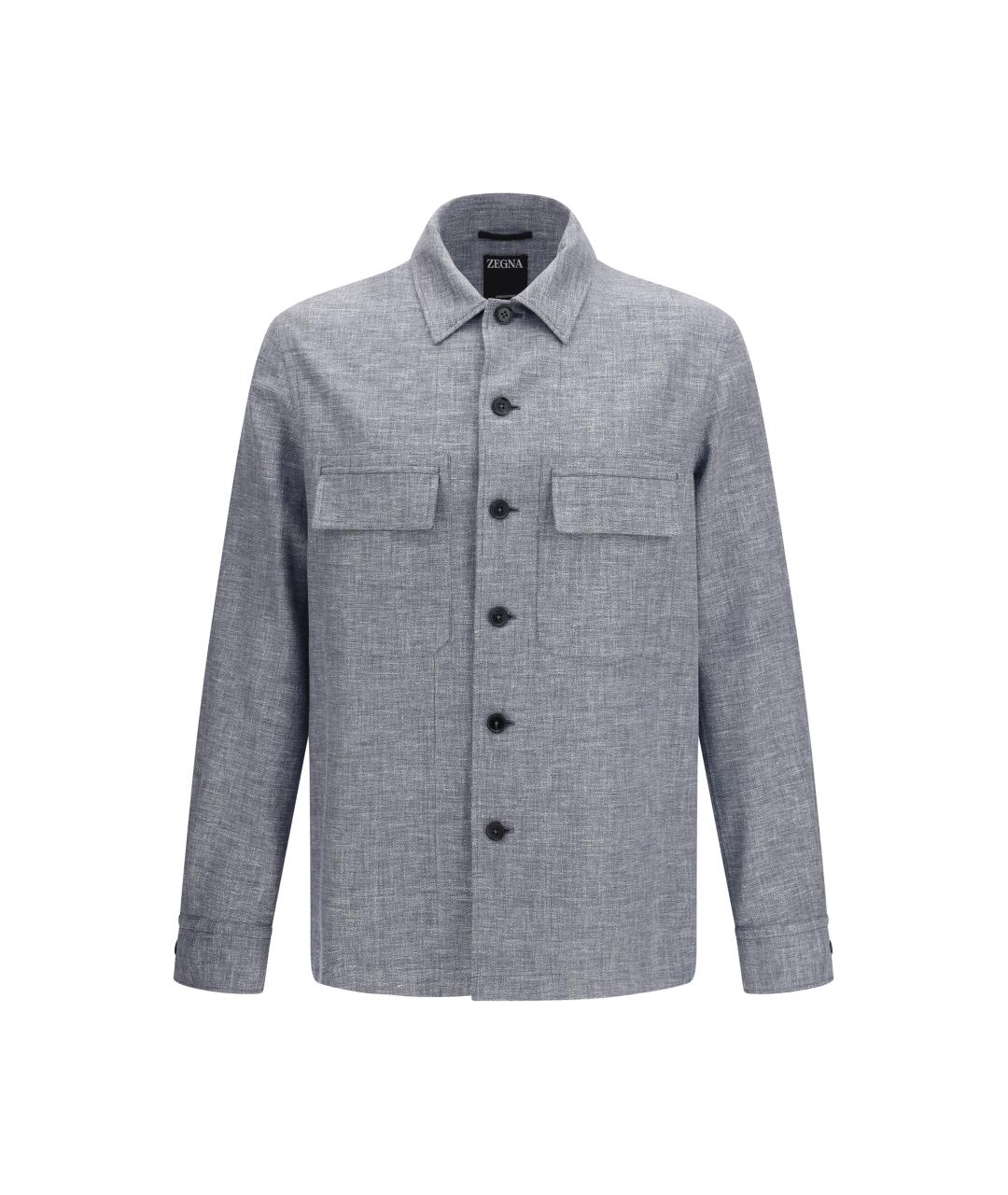 ZEGNA Серая шерстяная классическая рубашка, фото 1