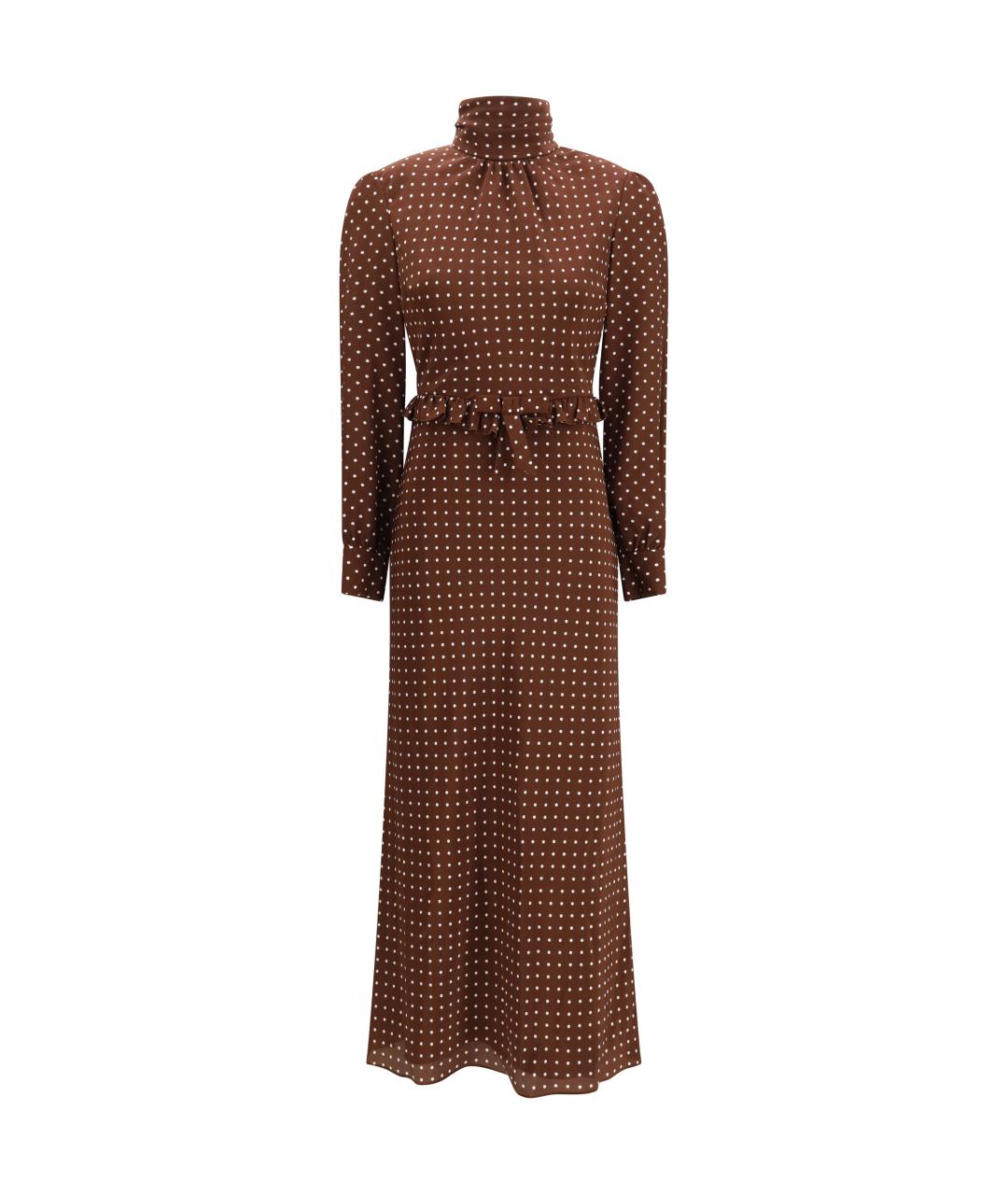 ALESSANDRA RICH Коричневое шелковое повседневное платье, фото 1