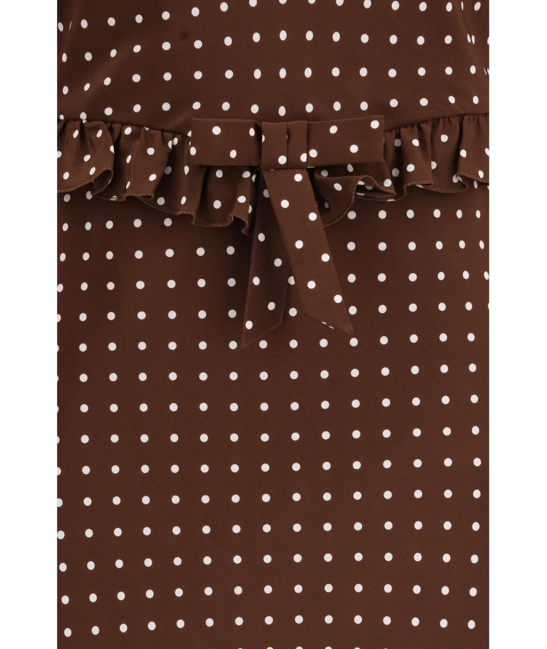 ALESSANDRA RICH Коричневое шелковое повседневное платье, фото 3