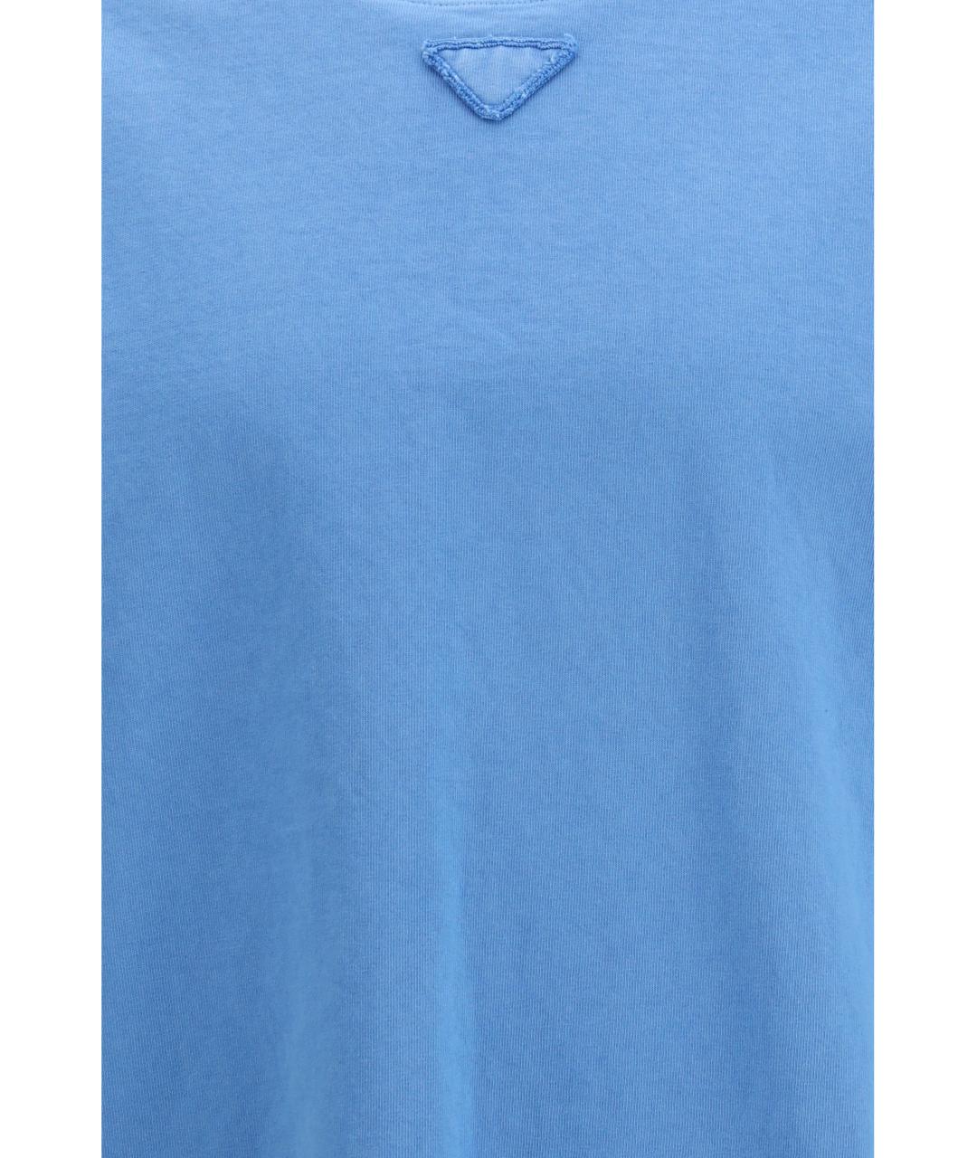 PRADA Голубая хлопковая футболка, фото 3