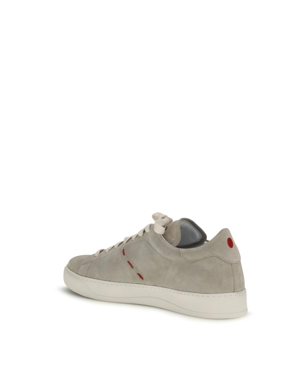 KITON Бежевые замшевые низкие кроссовки / кеды, фото 3