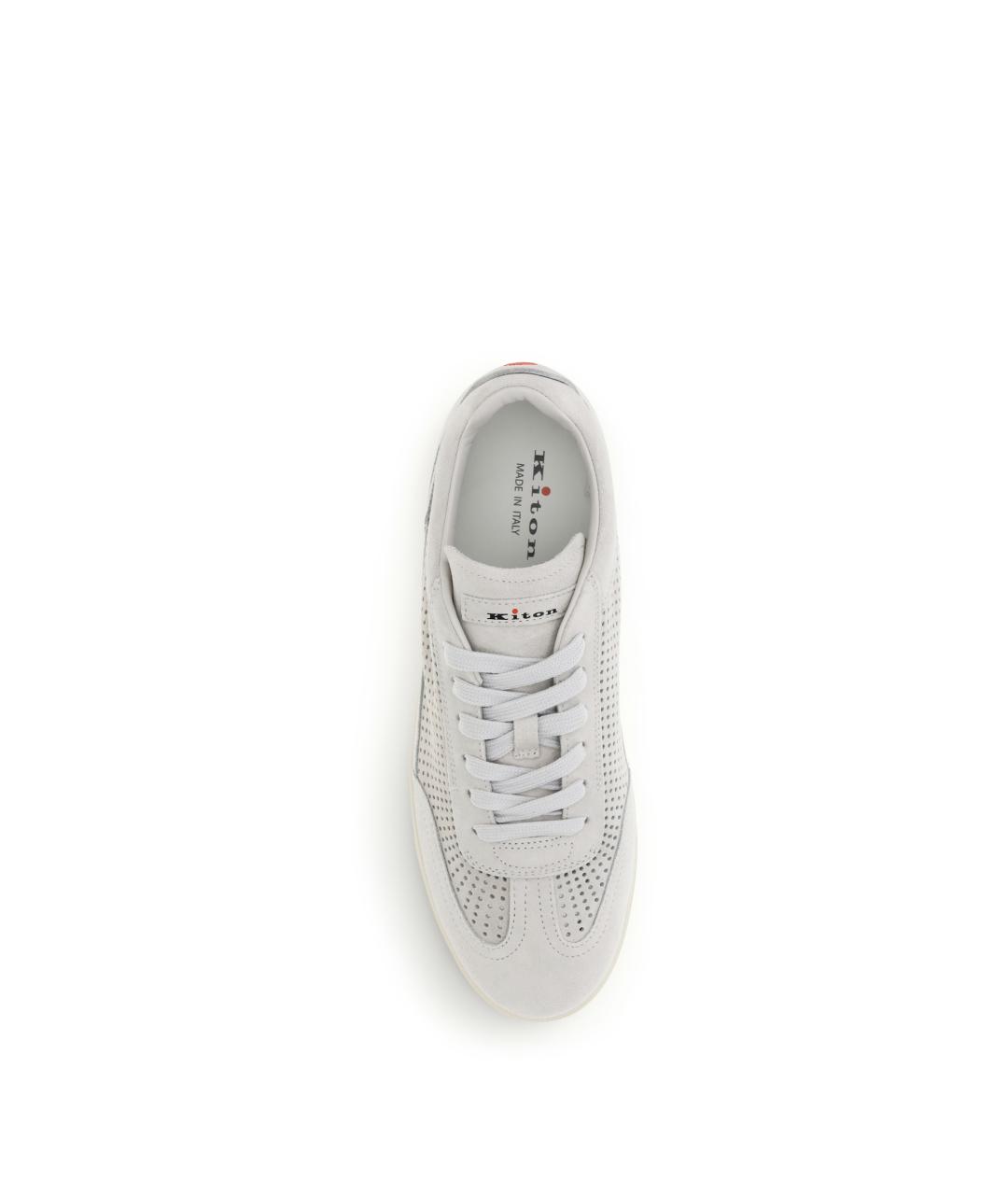 KITON Серые замшевые низкие кроссовки / кеды, фото 4